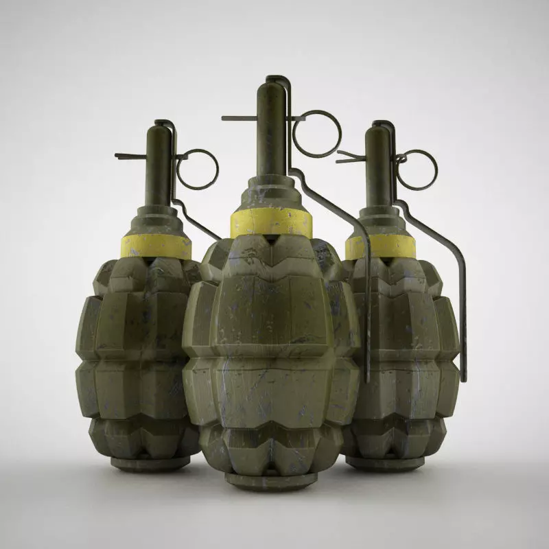 Hand grenade world war 2 pineapple shape 3D model_0