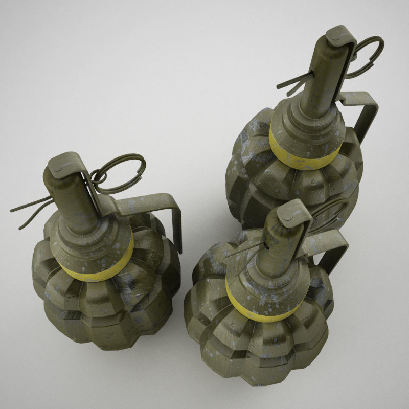 Hand grenade world war 2 pineapple shape 3D model_3