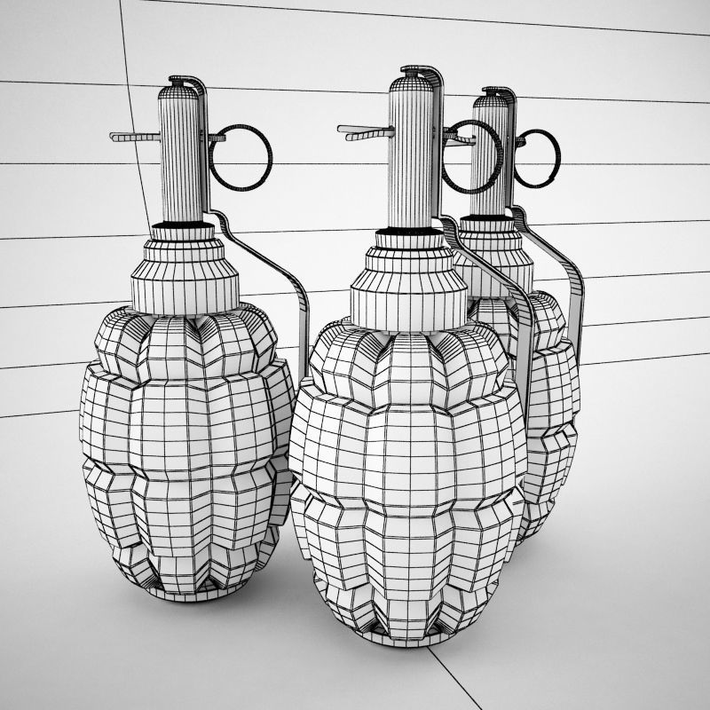 Hand grenade world war 2 pineapple shape 3D model_5