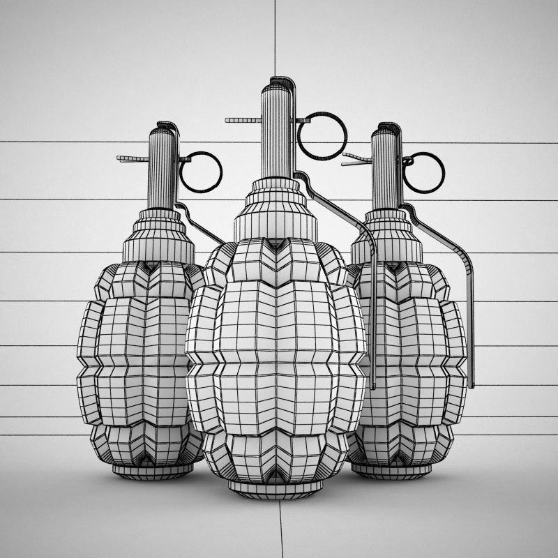 Hand grenade world war 2 pineapple shape 3D model_4