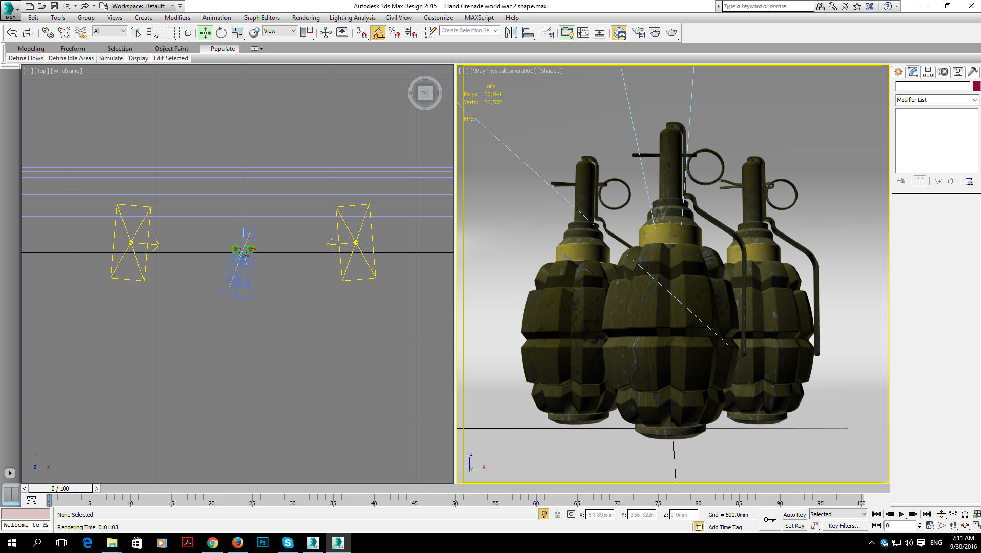 Hand grenade world war 2 pineapple shape 3D model_8
