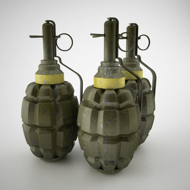 Hand grenade world war 2 pineapple shape 3D model_1
