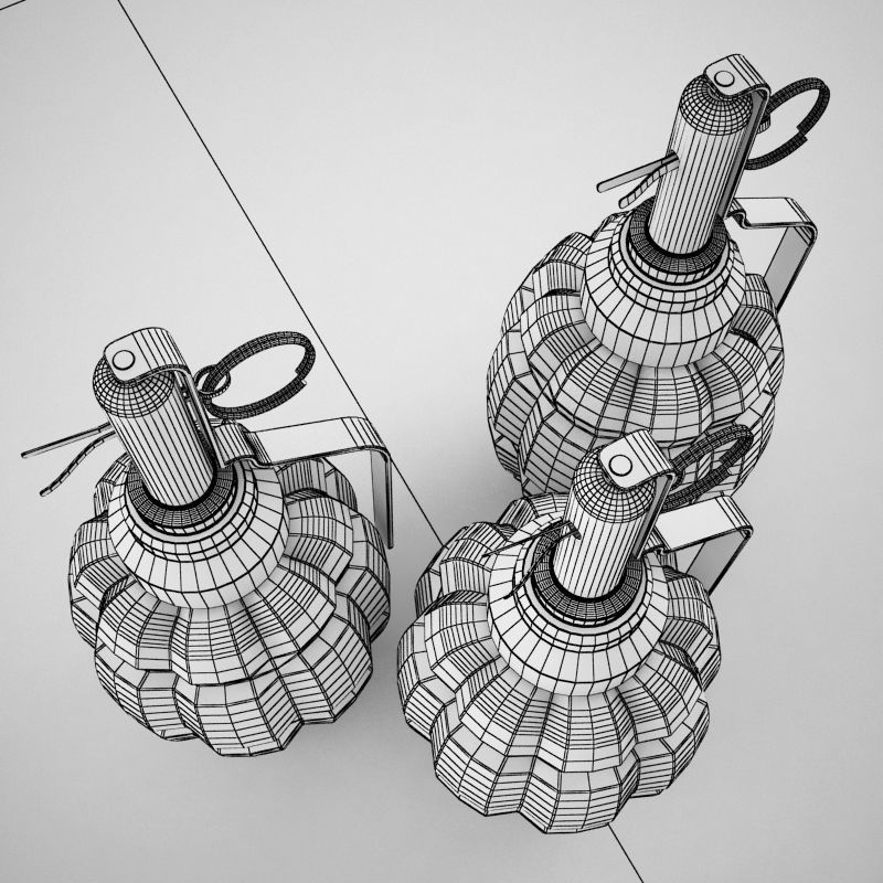Hand grenade world war 2 pineapple shape 3D model_7
