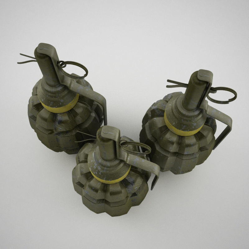 Hand grenade world war 2 pineapple shape 3D model_2