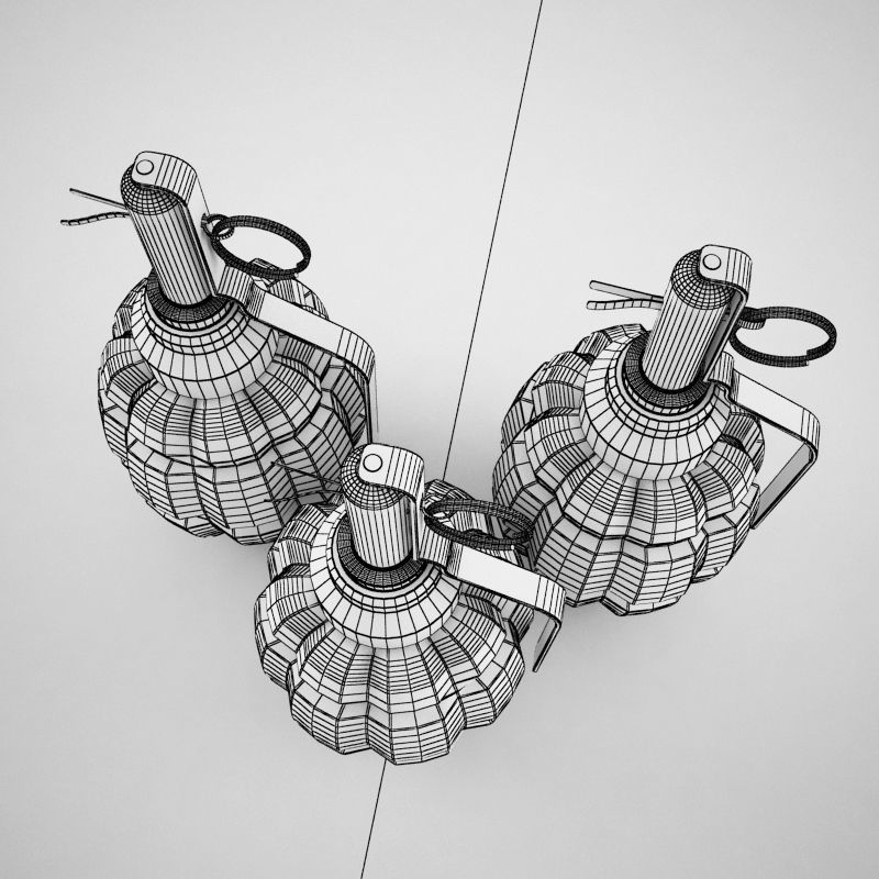 Hand grenade world war 2 pineapple shape 3D model_6