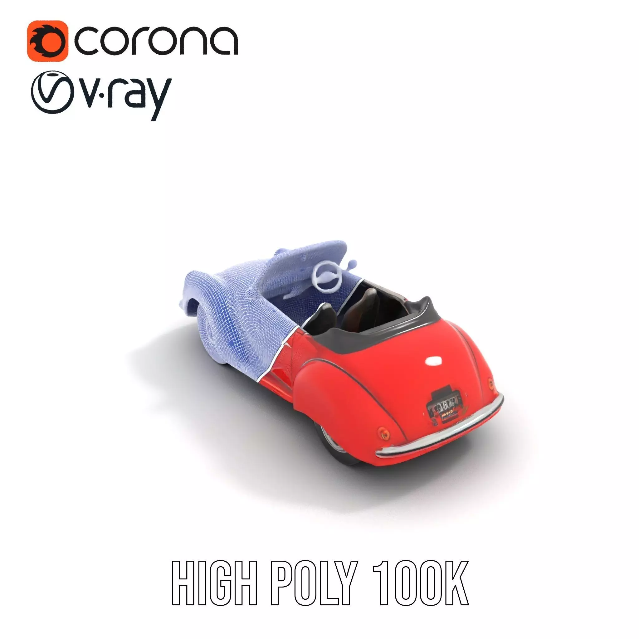 Classic Red Cabriolet model pack Low-poly 3D model_32