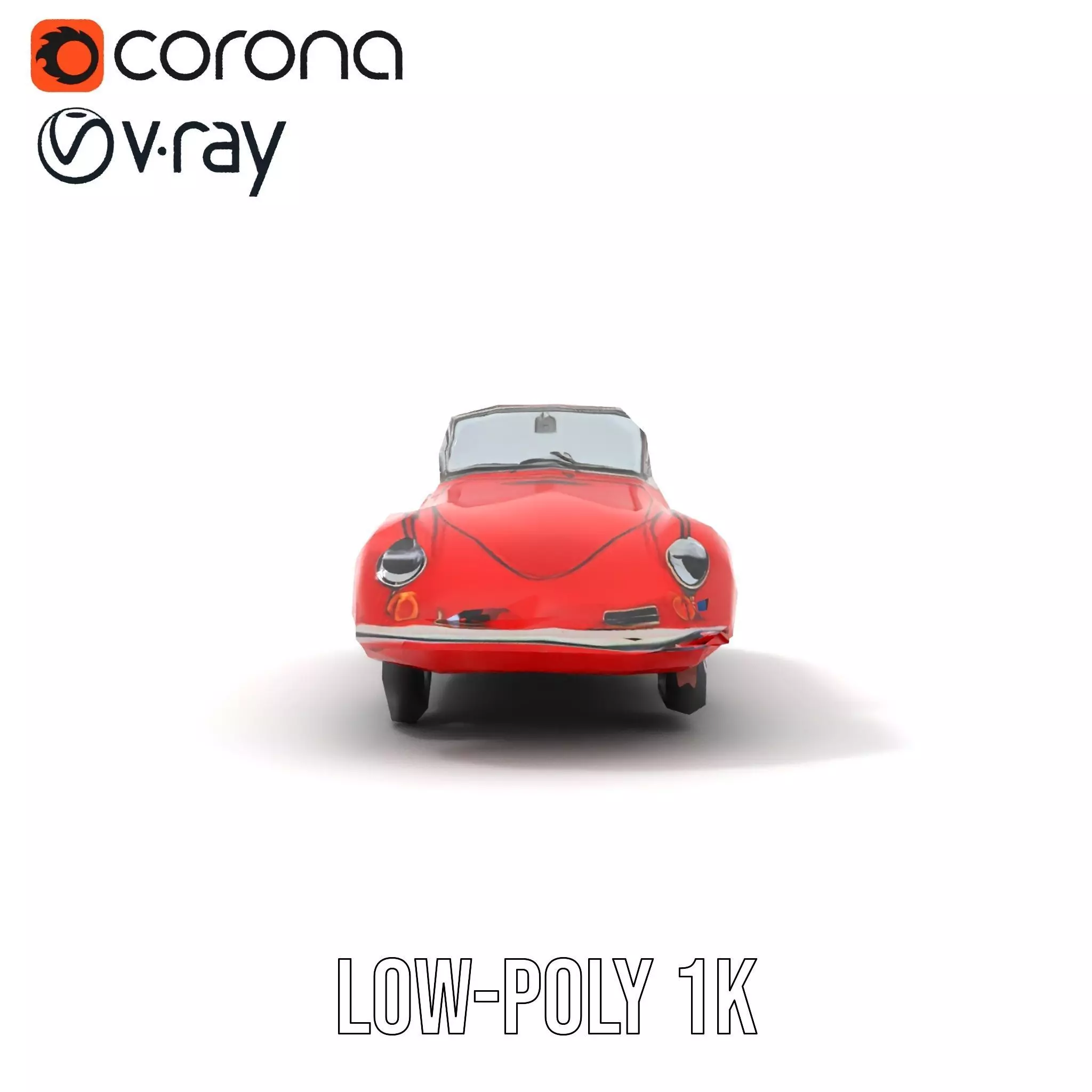 Classic Red Cabriolet model pack Low-poly 3D model_10