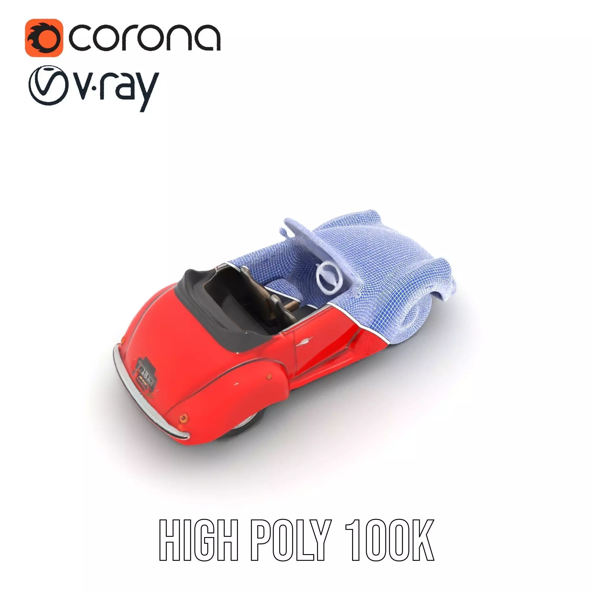 Classic Red Cabriolet model pack Low-poly 3D model_26