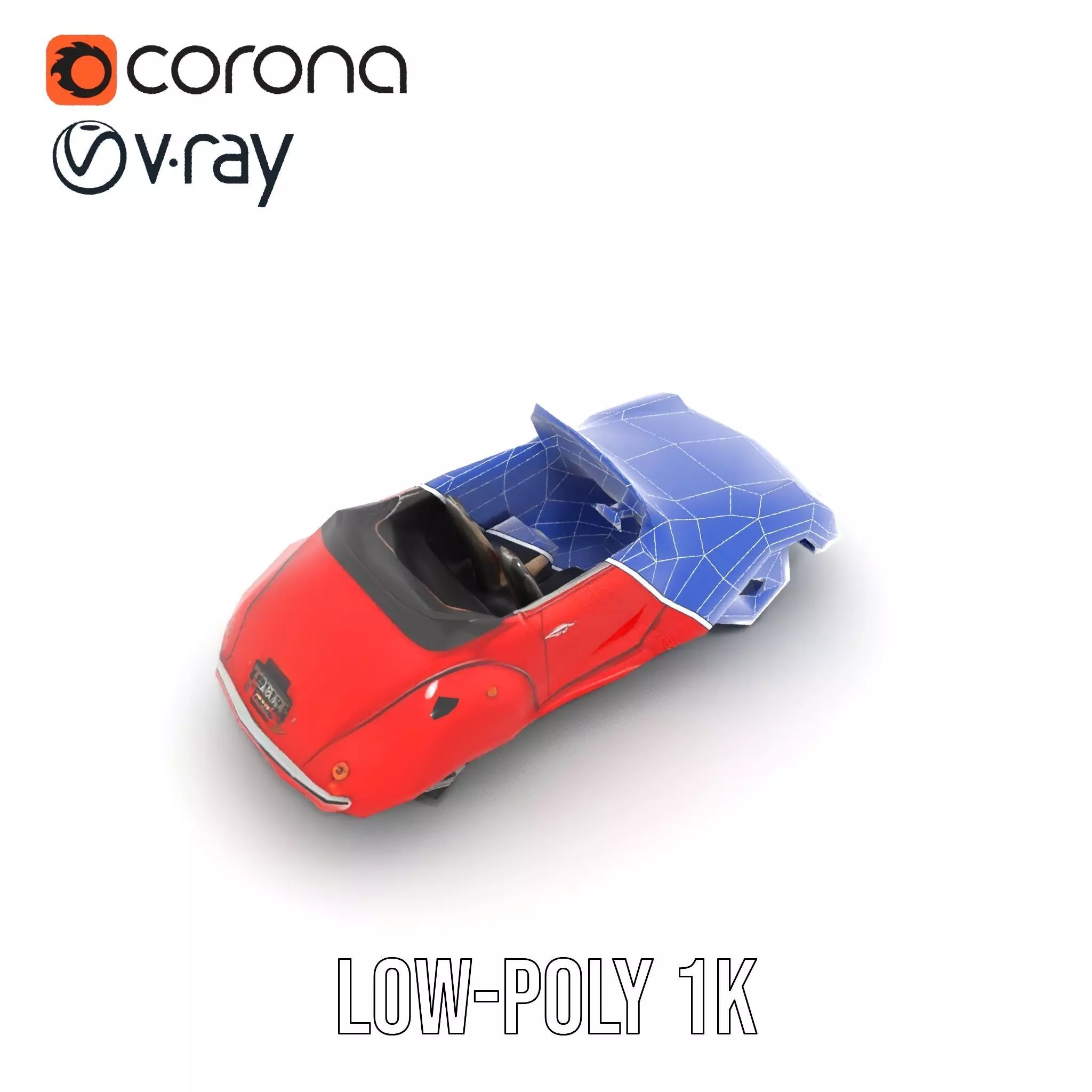 Classic Red Cabriolet model pack Low-poly 3D model_22