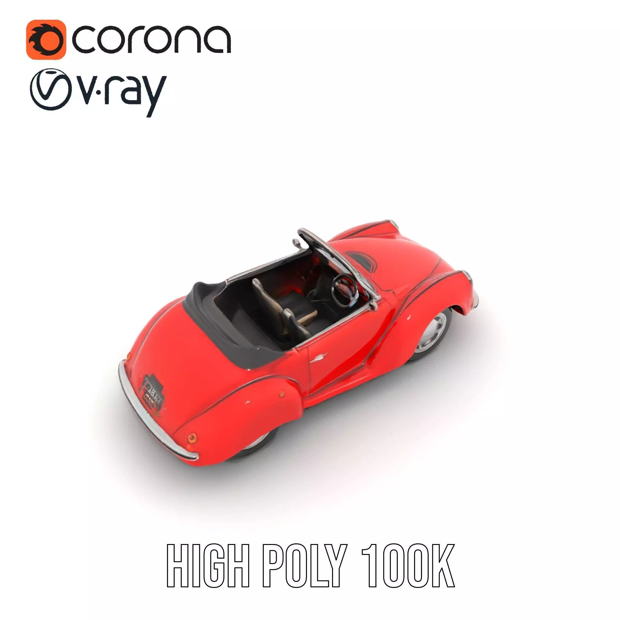 Classic Red Cabriolet model pack Low-poly 3D model_23