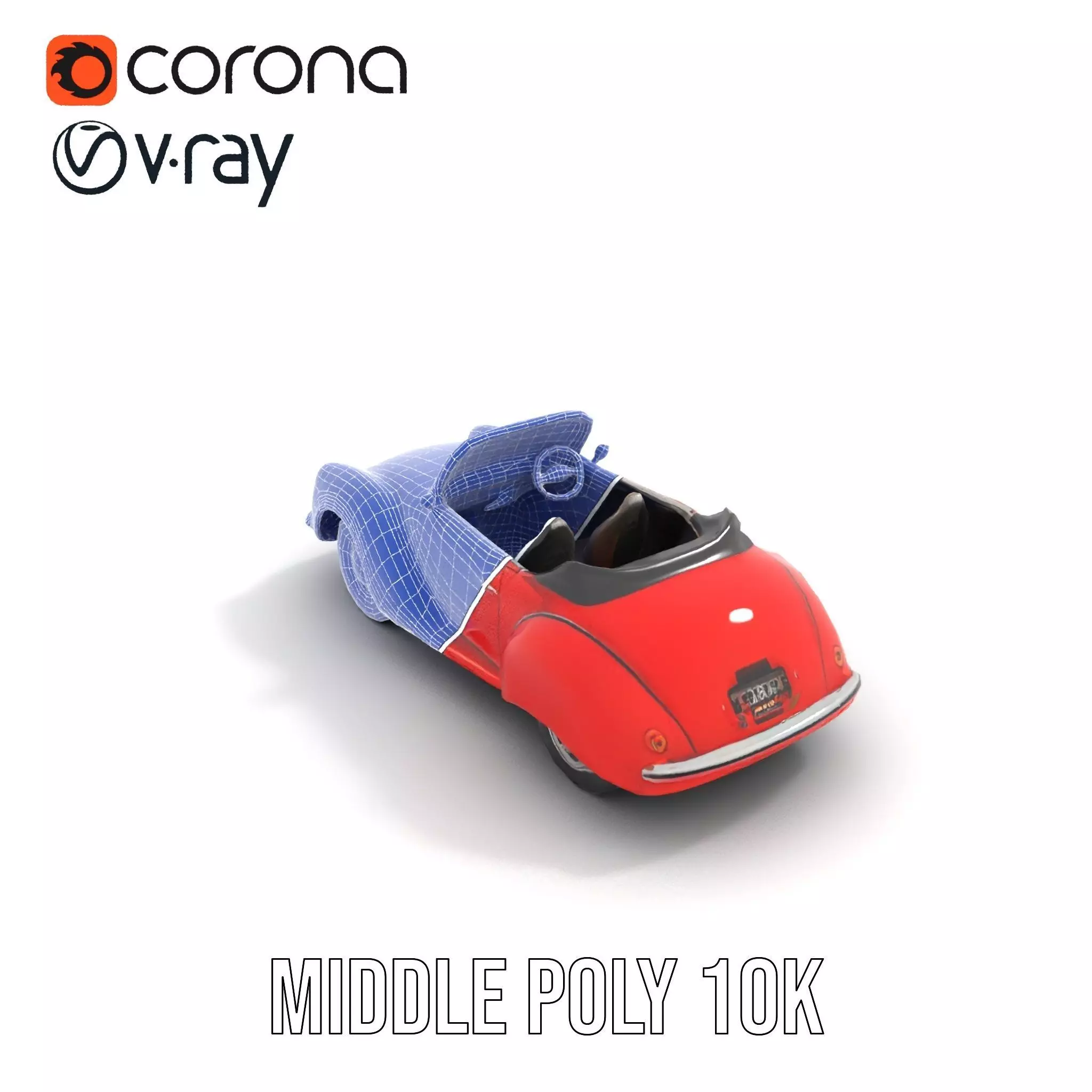 Classic Red Cabriolet model pack Low-poly 3D model_21