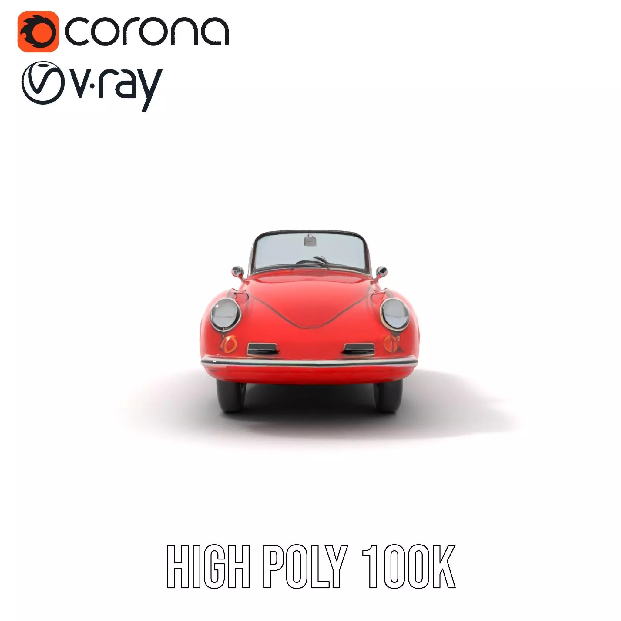 Classic Red Cabriolet model pack Low-poly 3D model_29