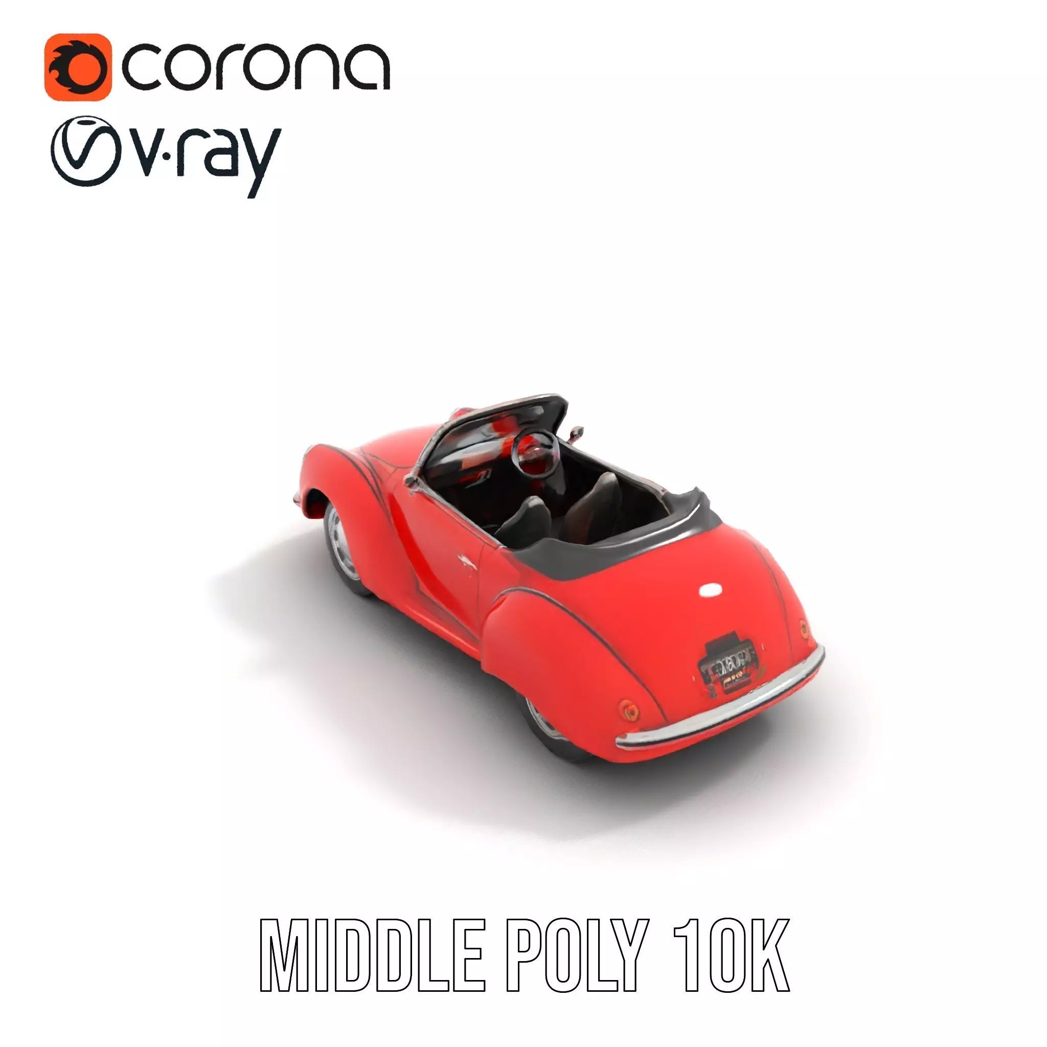 Classic Red Cabriolet model pack Low-poly 3D model_12