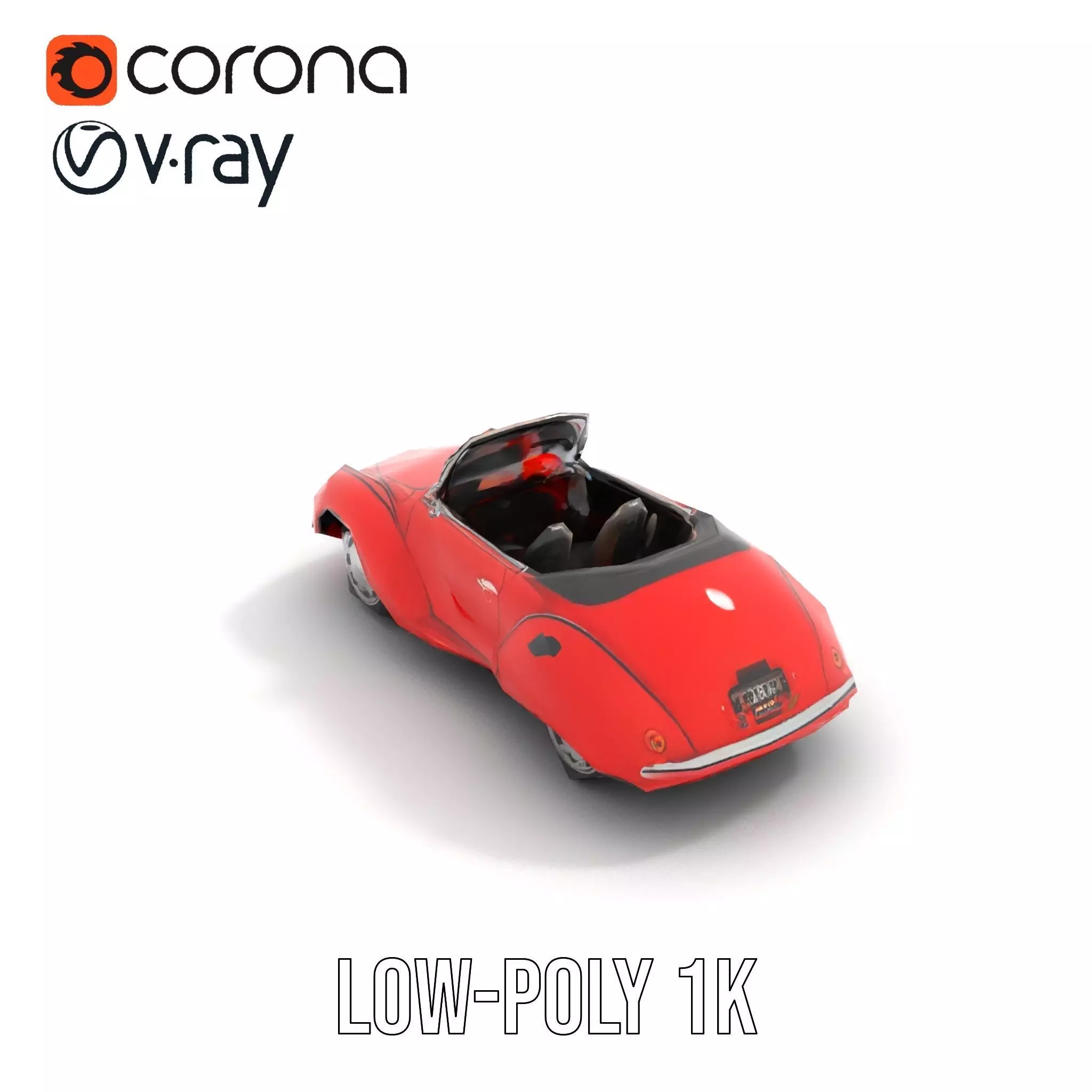 Classic Red Cabriolet model pack Low-poly 3D model_8