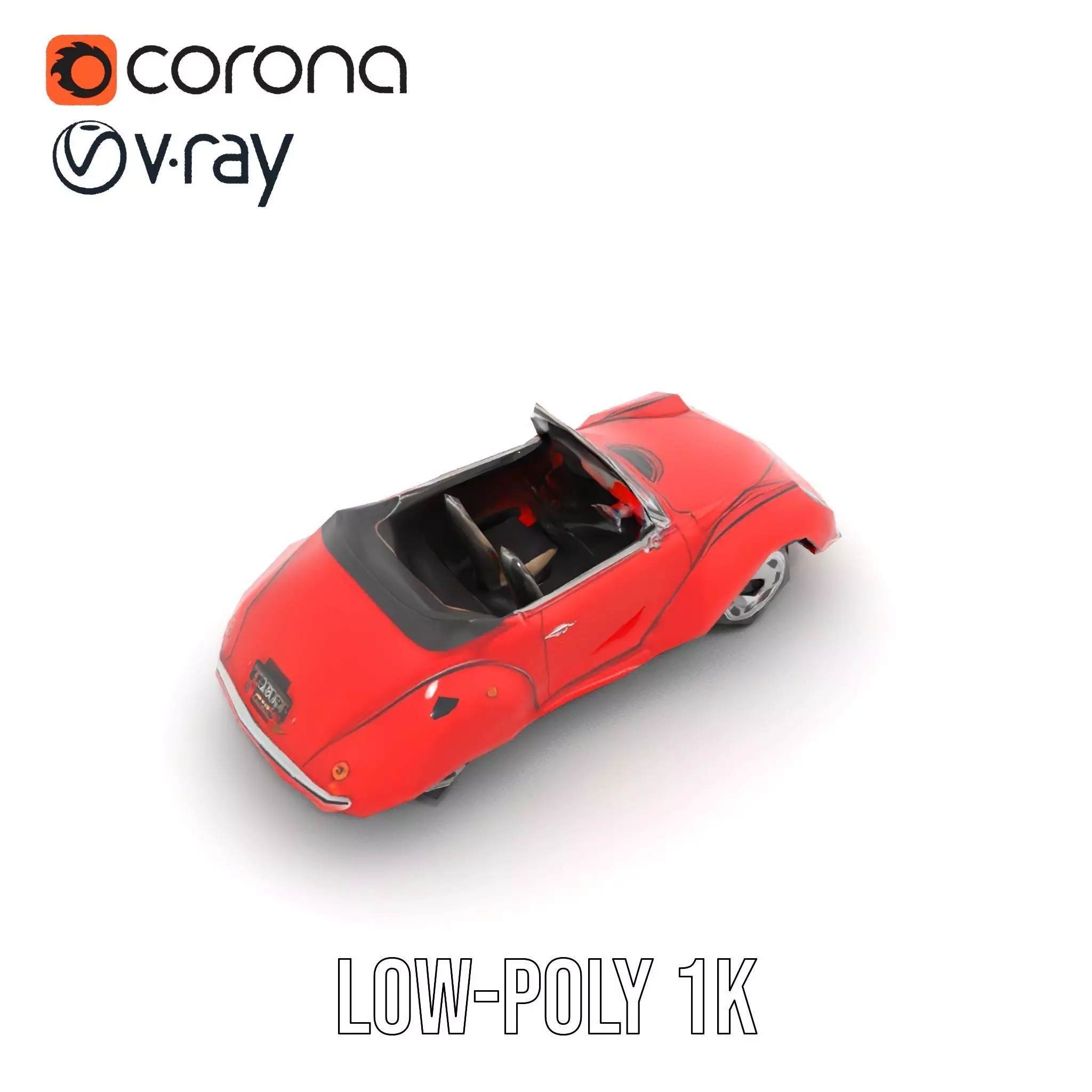 Classic Red Cabriolet model pack Low-poly 3D model_20