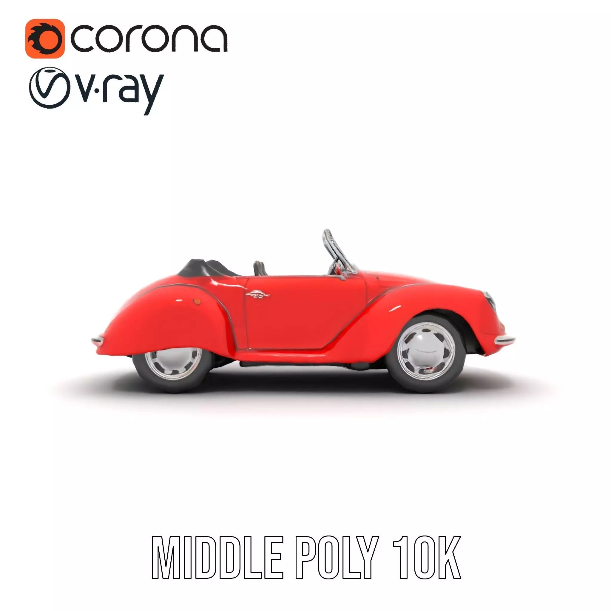 Classic Red Cabriolet model pack Low-poly 3D model_7