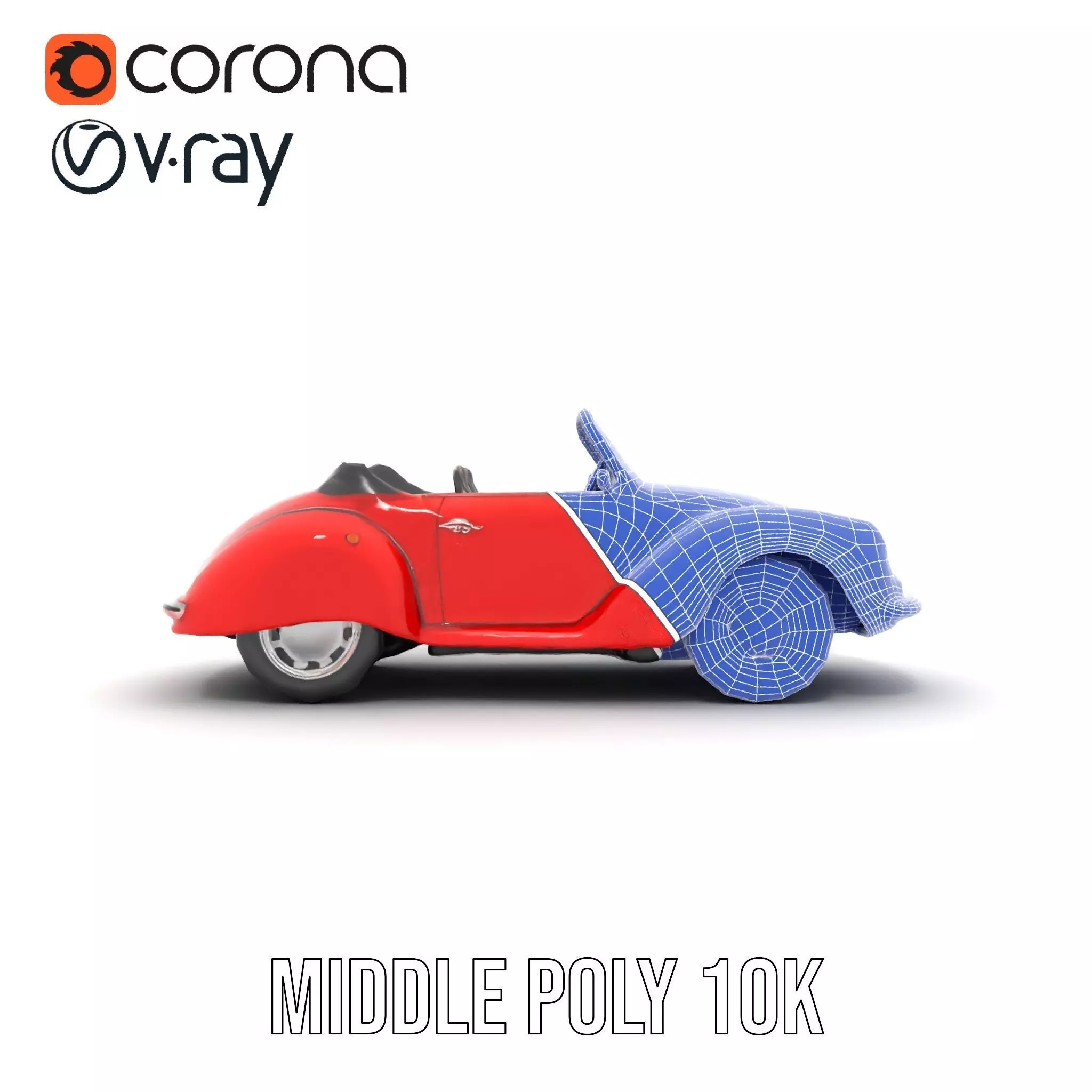 Classic Red Cabriolet model pack Low-poly 3D model_30