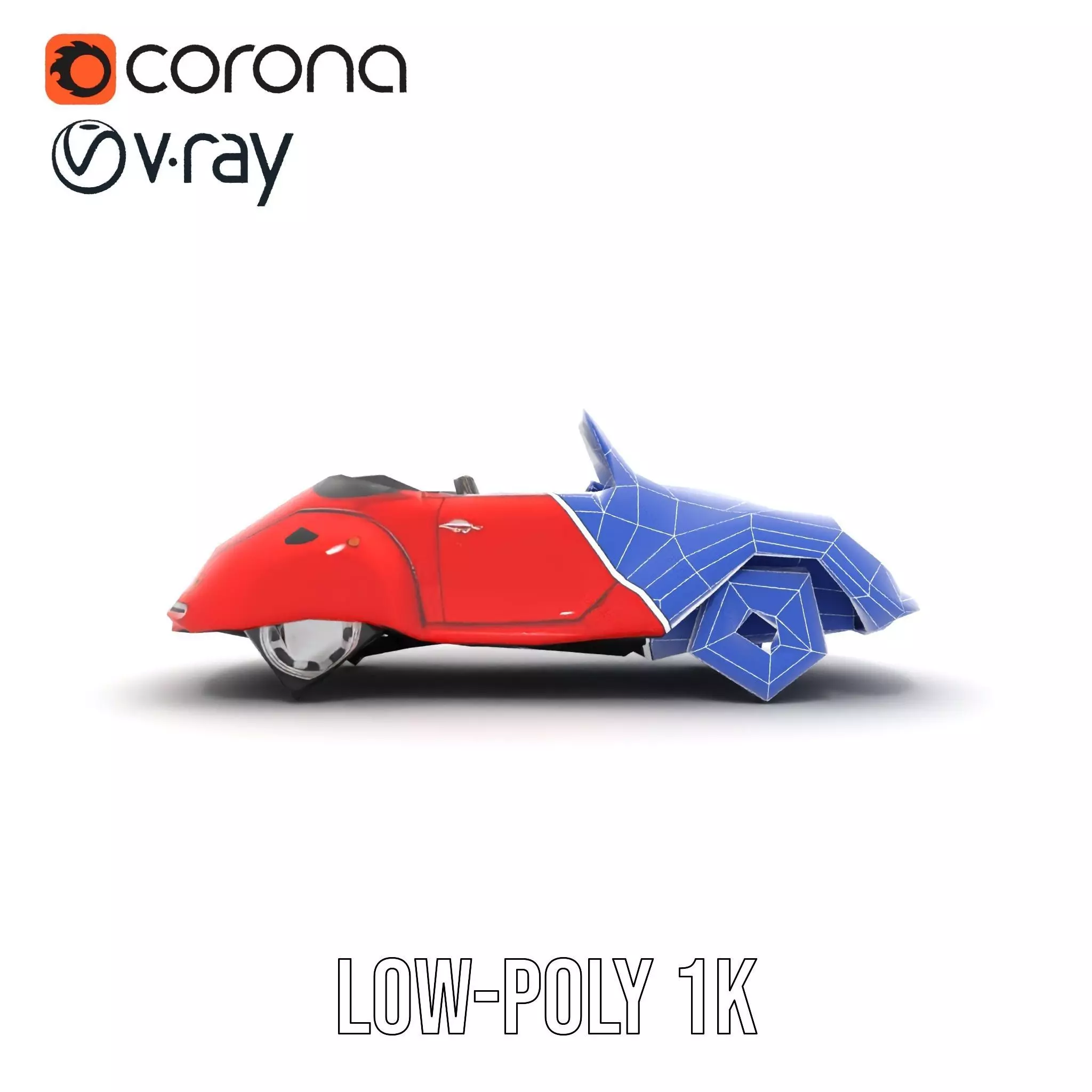 Classic Red Cabriolet model pack Low-poly 3D model_31