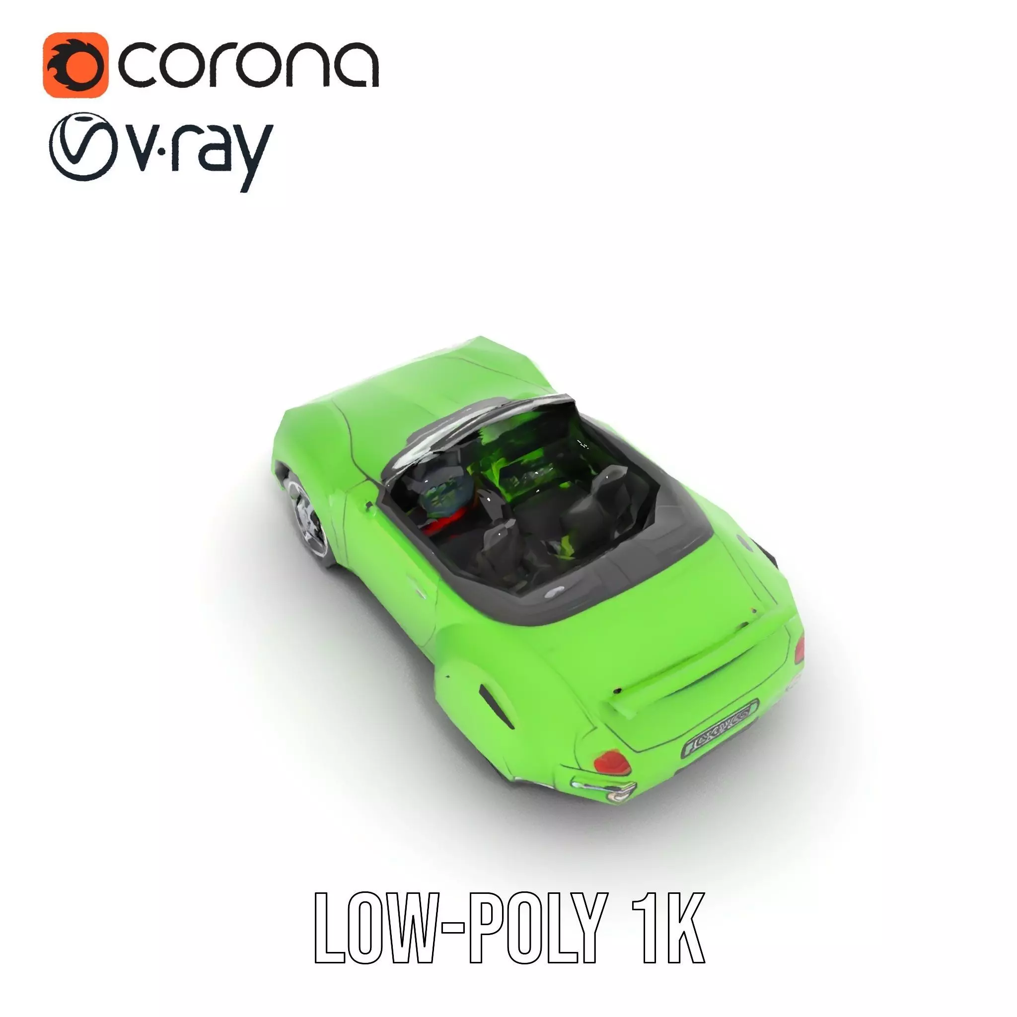 Lime Convertible Model Pack Low-poly 3D model_10
