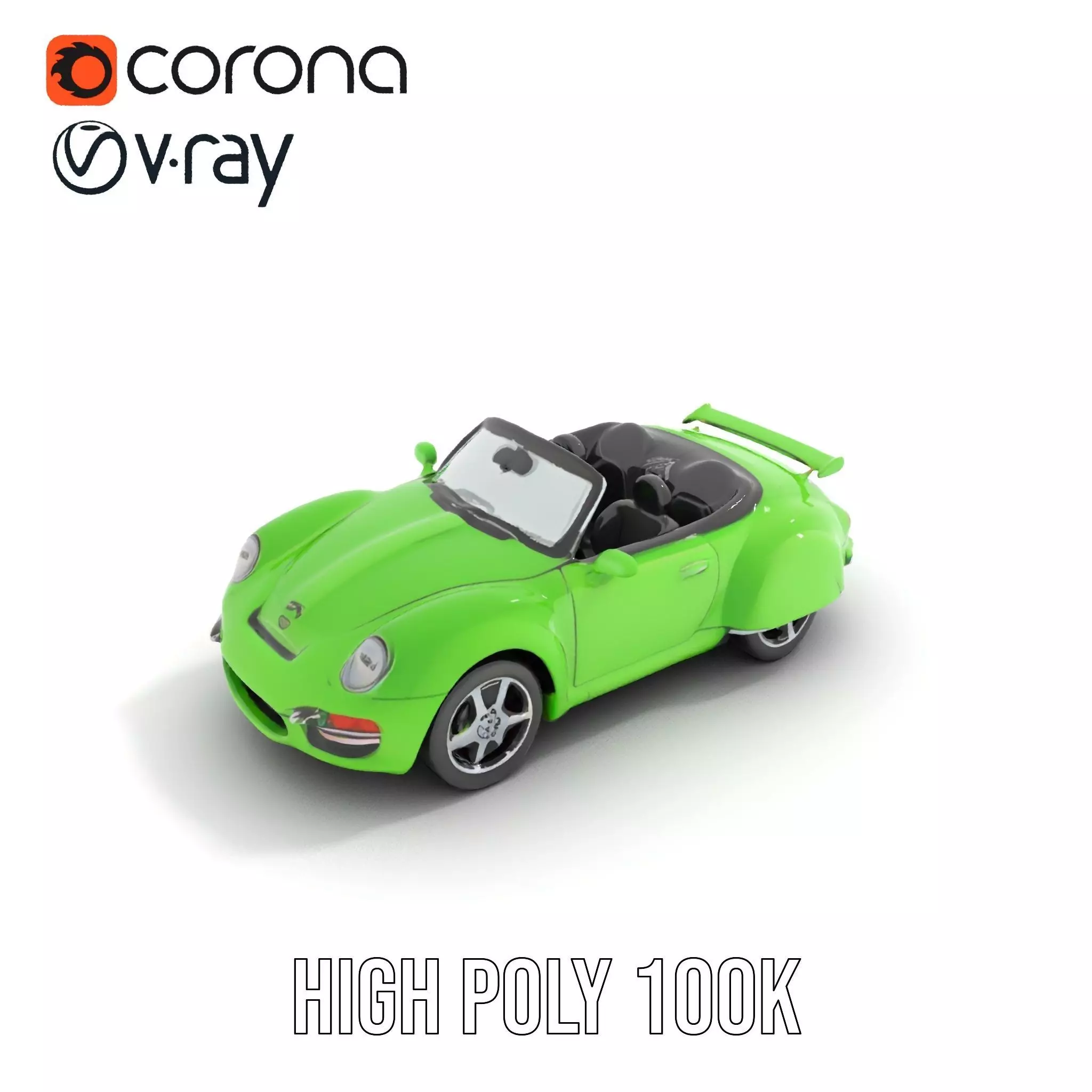 Lime Convertible Model Pack Low-poly 3D model_19