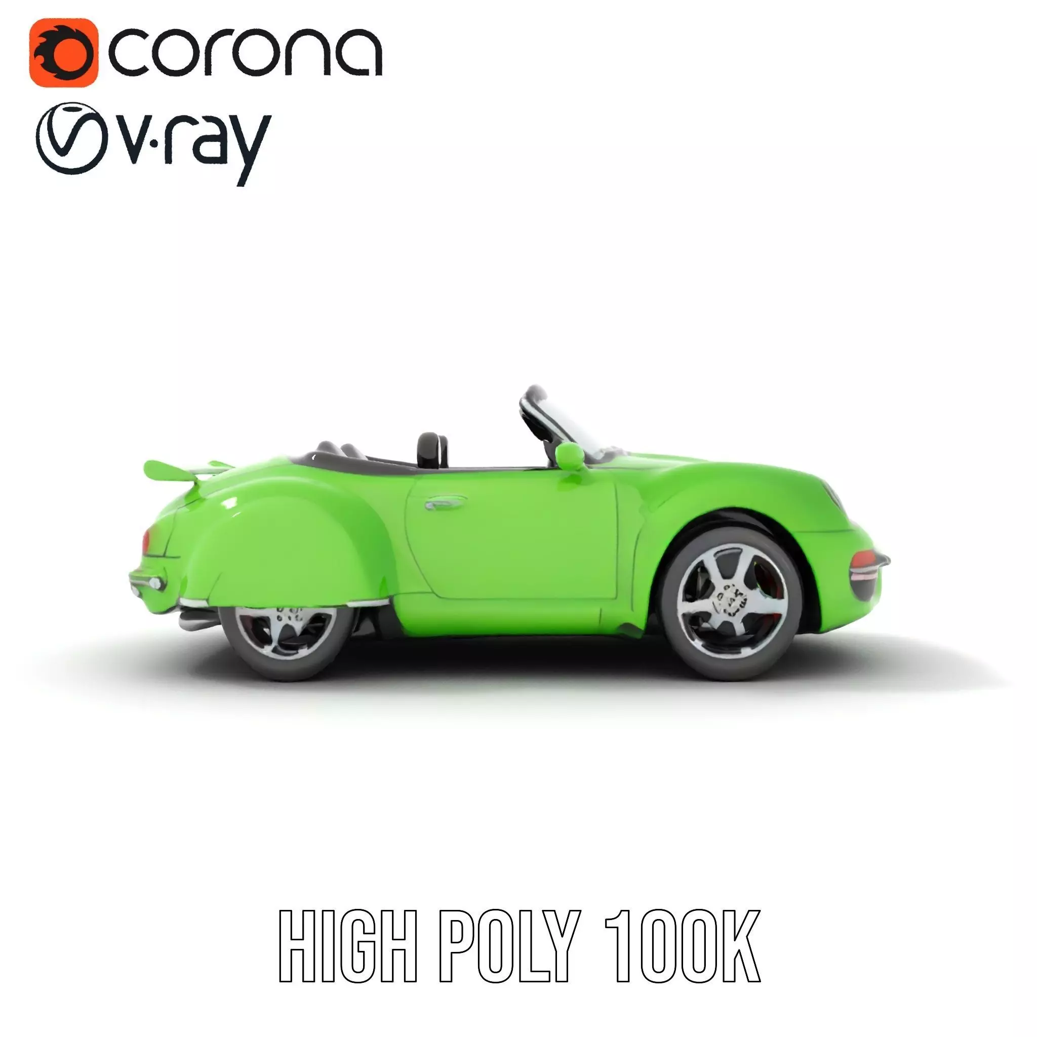 Lime Convertible Model Pack Low-poly 3D model_16