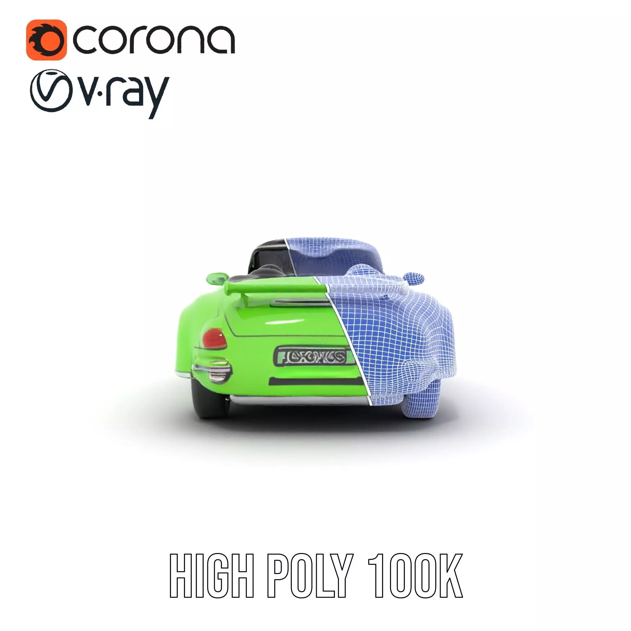 Lime Convertible Model Pack Low-poly 3D model_35