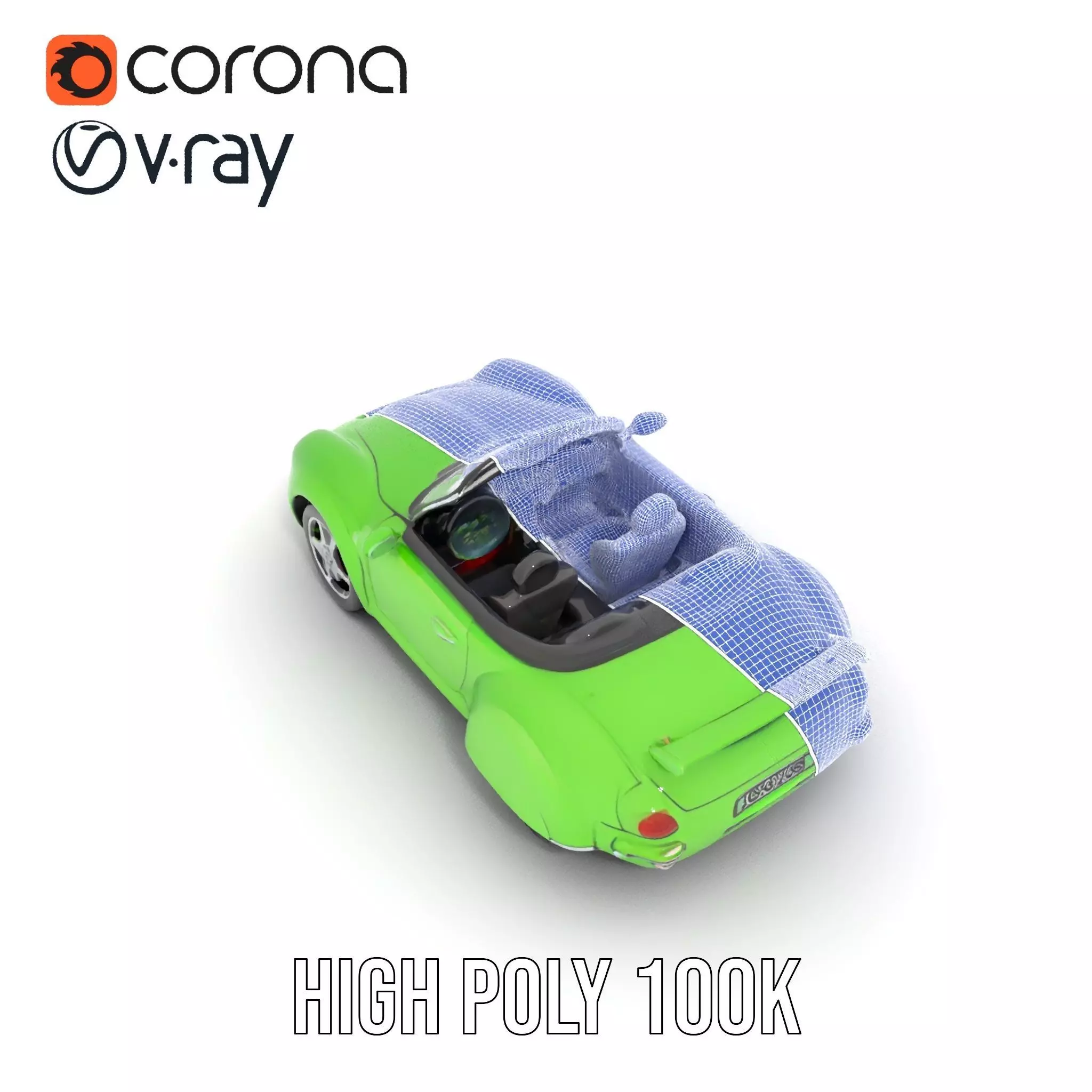 Lime Convertible Model Pack Low-poly 3D model_29