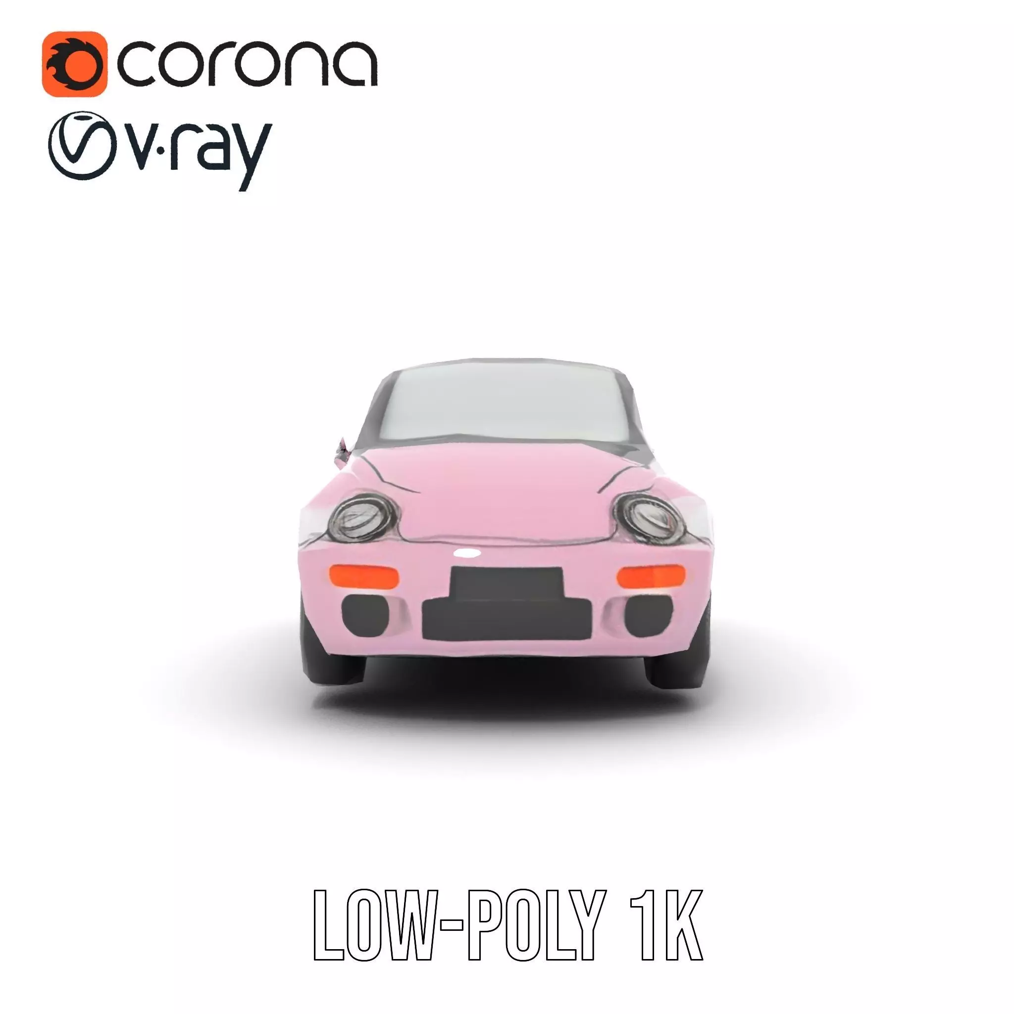 Pink Convertible Beetle model pack Low-poly 3D model_10