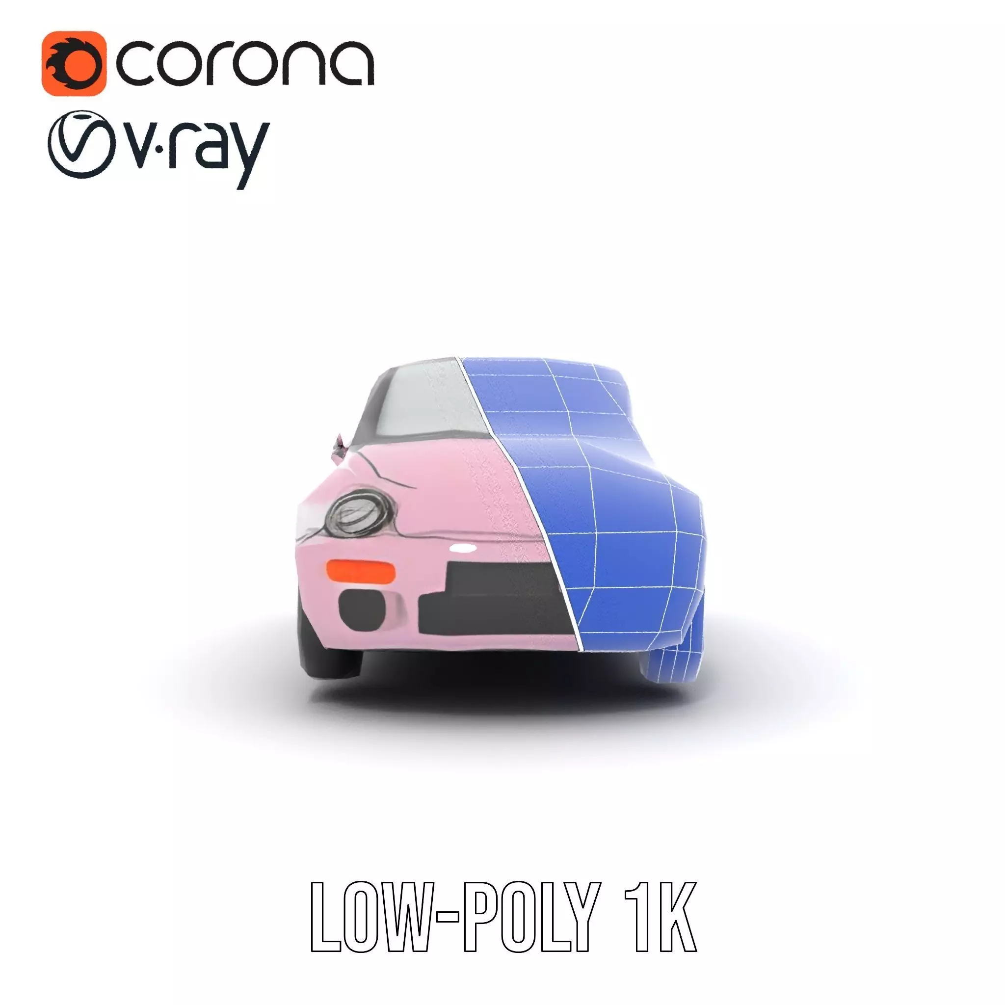Pink Convertible Beetle model pack Low-poly 3D model_31