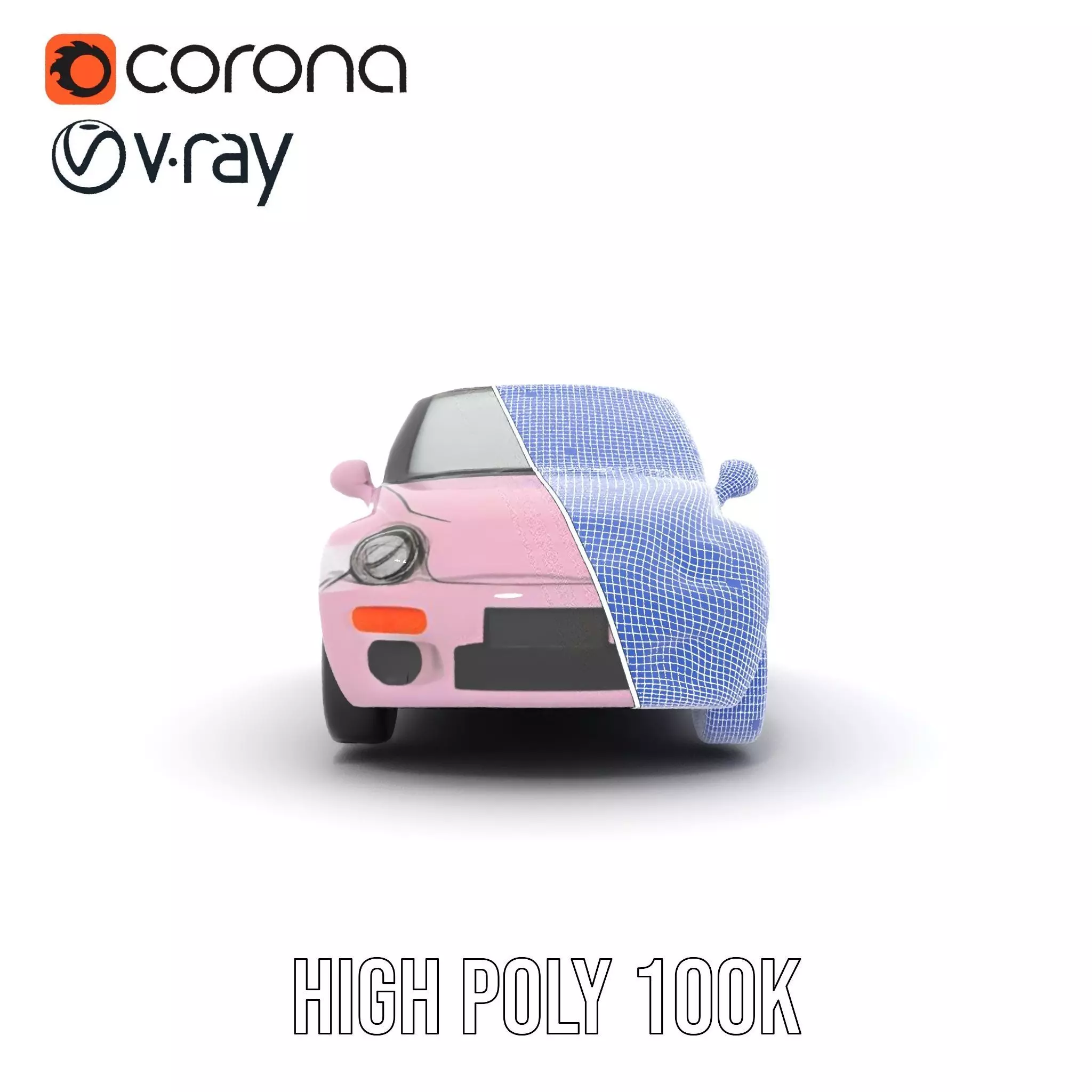 Pink Convertible Beetle model pack Low-poly 3D model_27