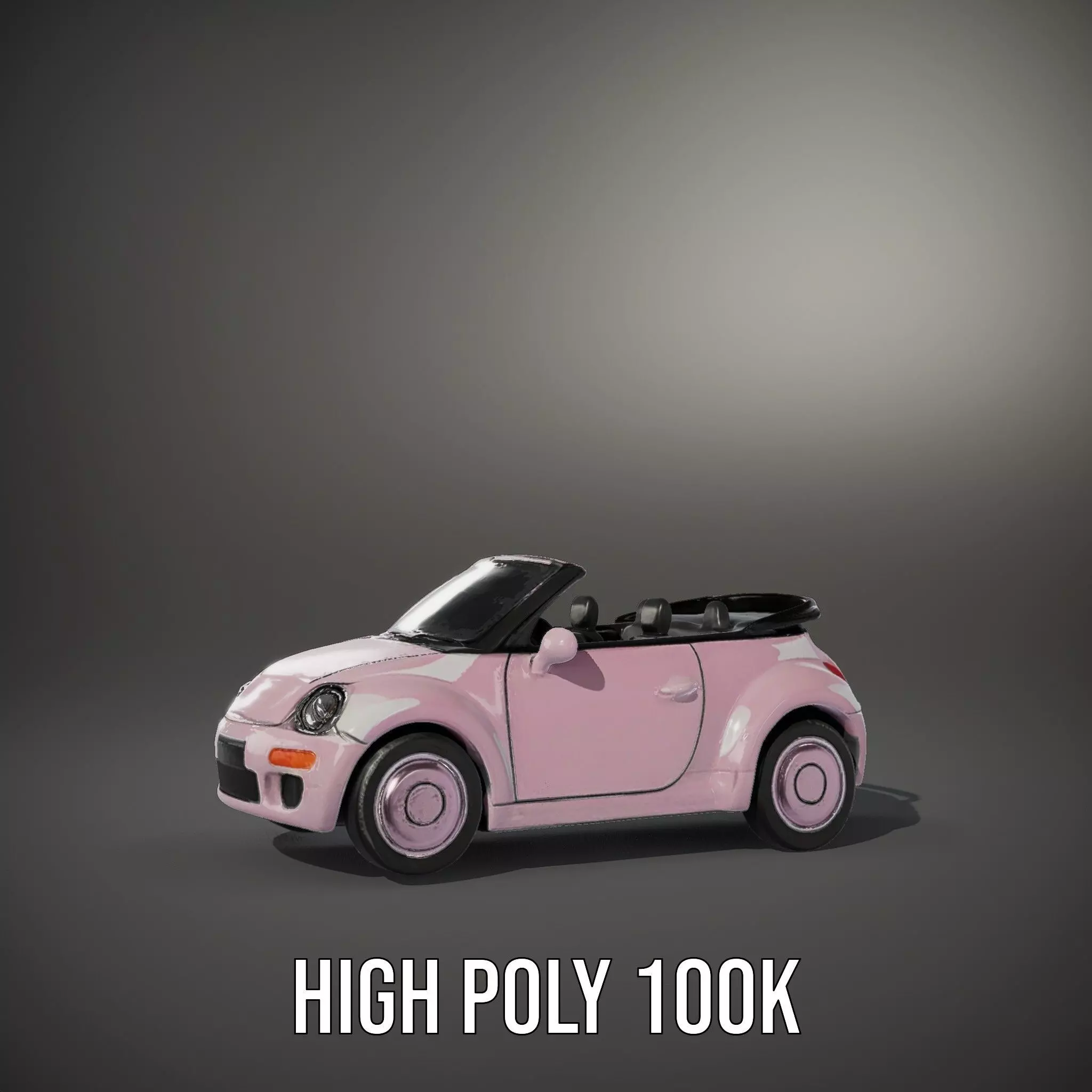 Pink Convertible Beetle model pack Low-poly 3D model_11