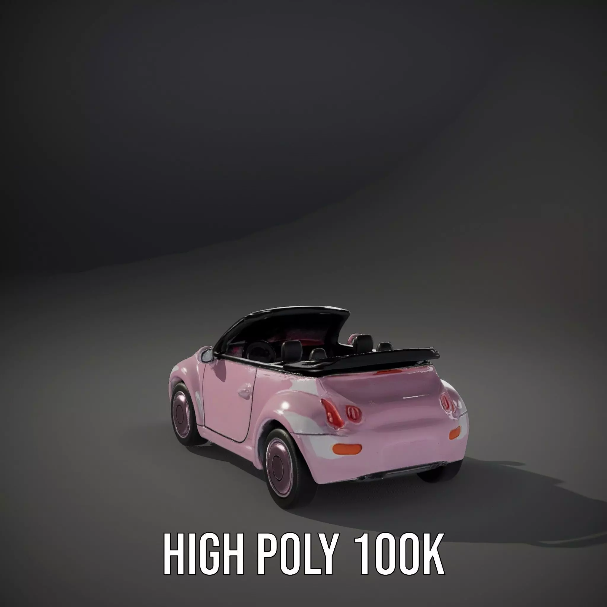 Pink Convertible Beetle model pack Low-poly 3D model_9