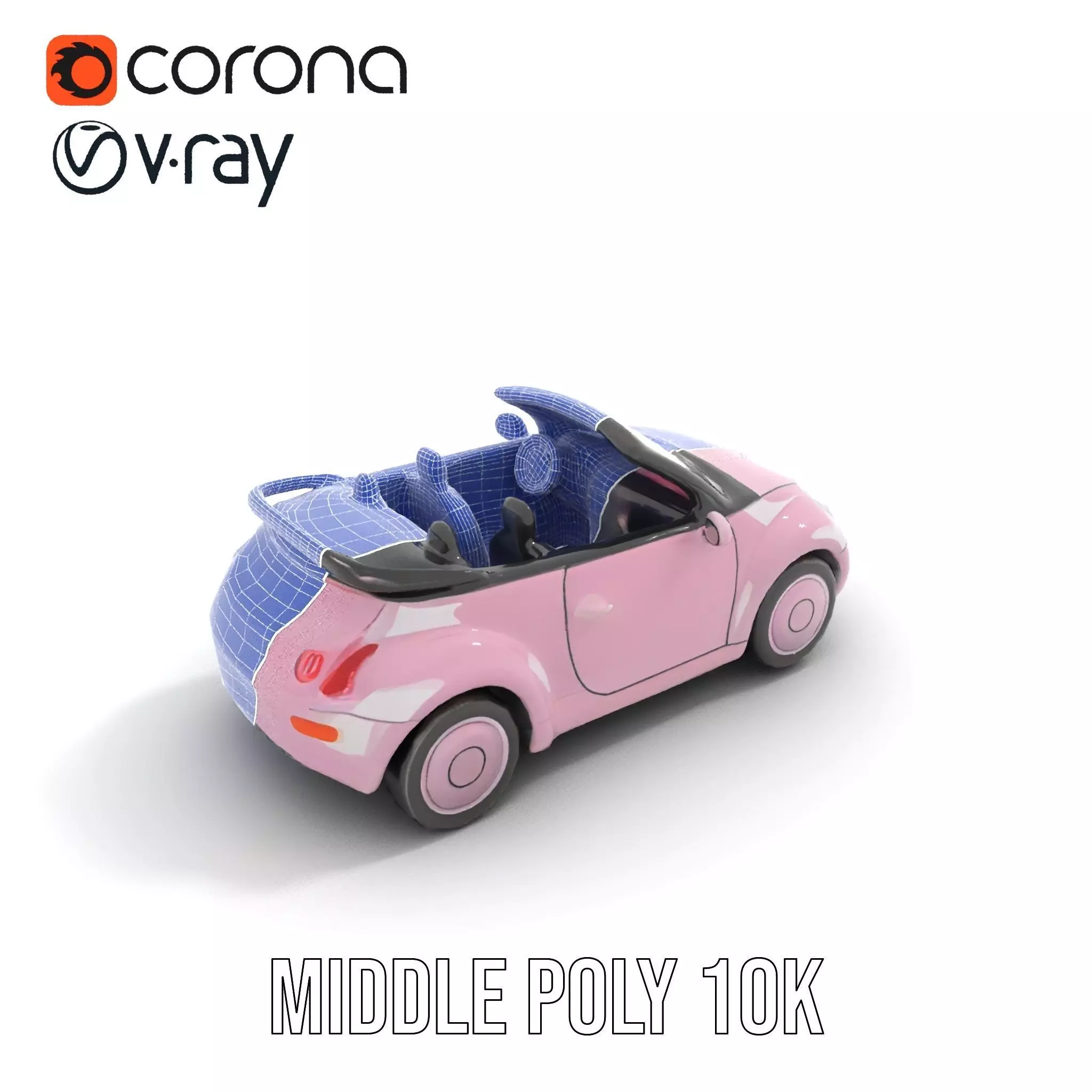 Pink Convertible Beetle model pack Low-poly 3D model_19