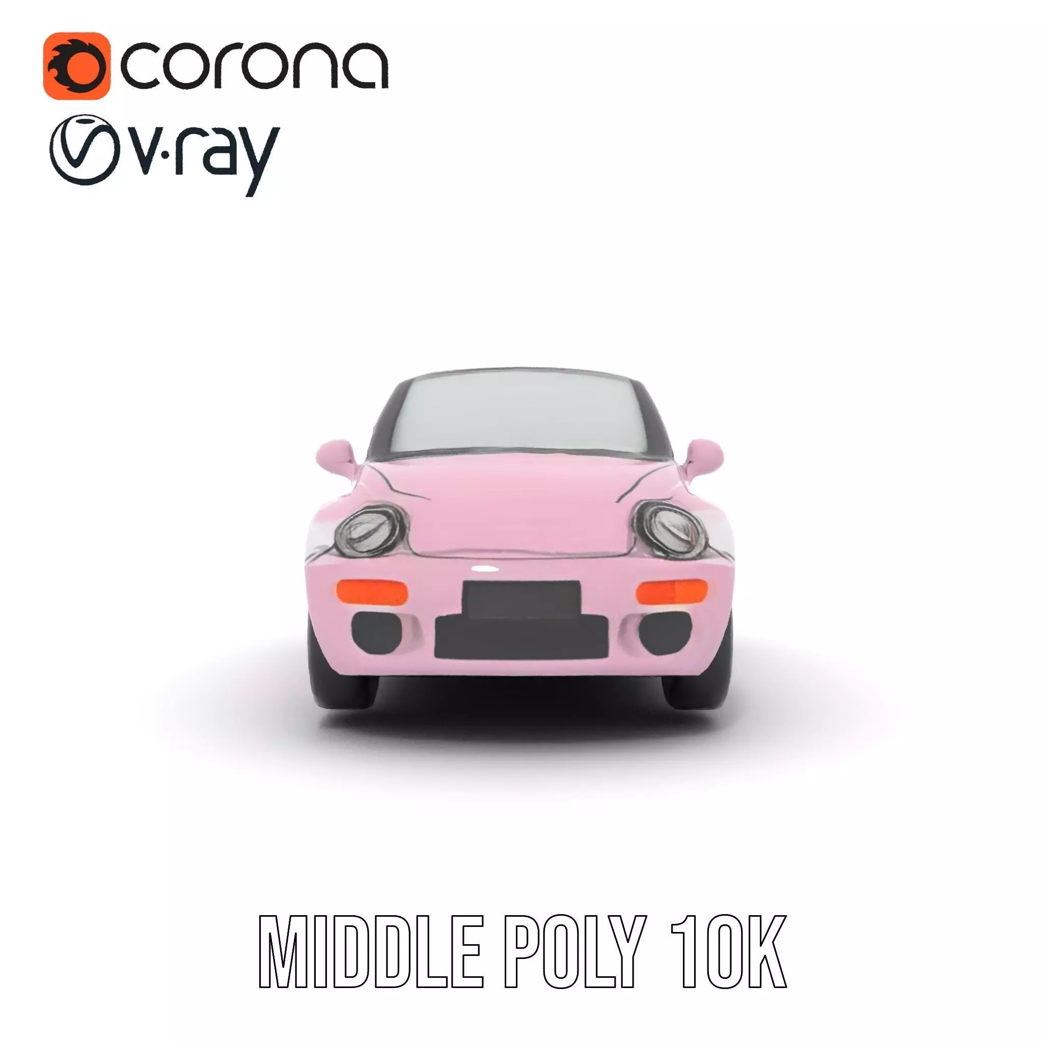 Pink Convertible Beetle model pack Low-poly 3D model_7