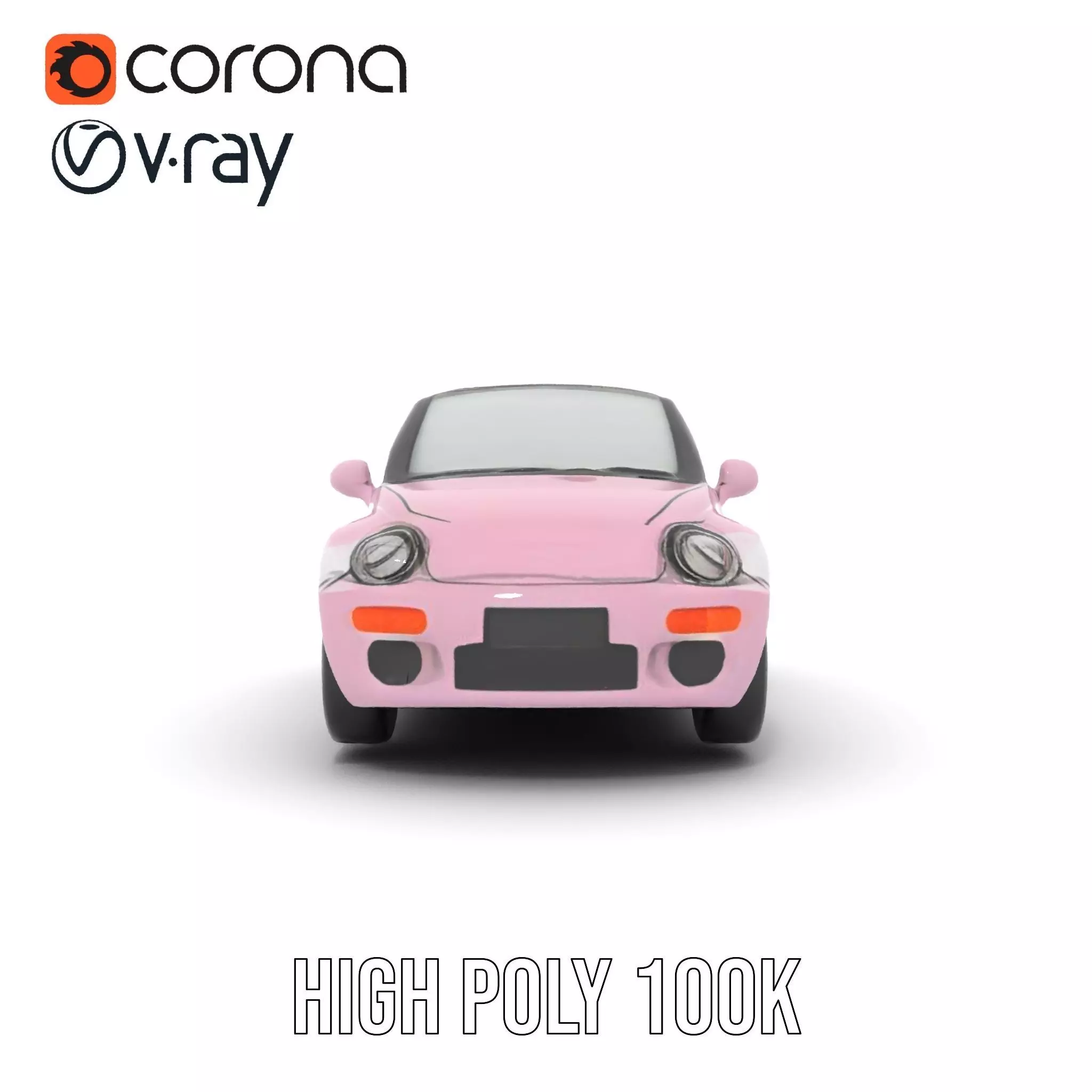 Pink Convertible Beetle model pack Low-poly 3D model_32