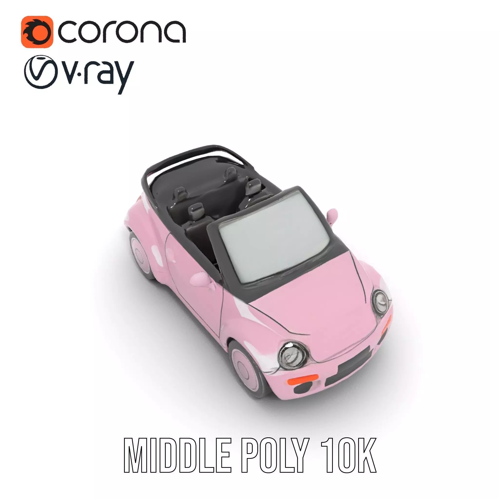 Pink Convertible Beetle model pack Low-poly 3D model_25