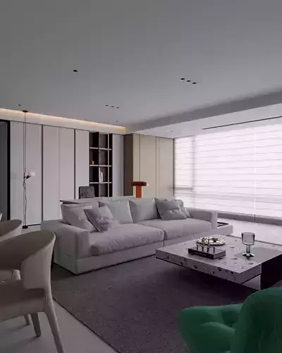 modern living and dining room interior 