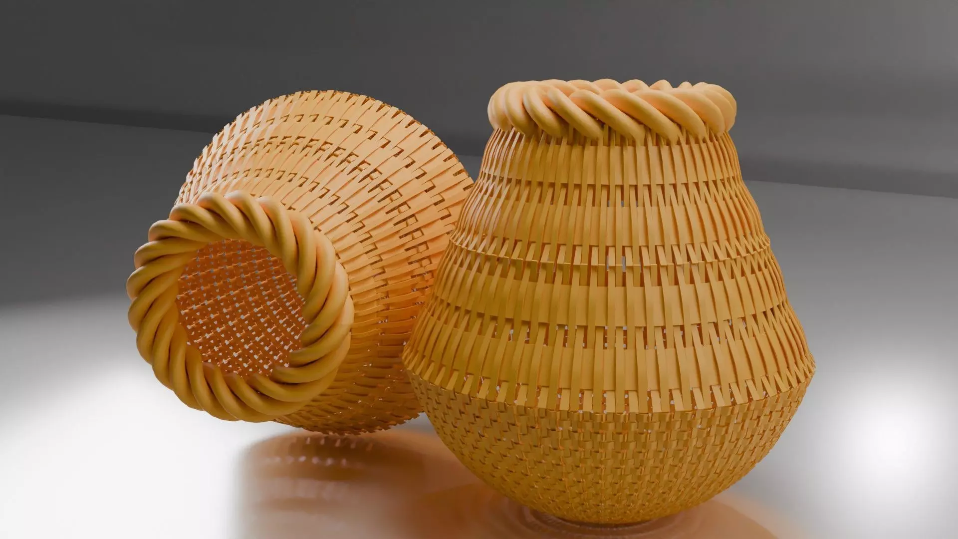 Wiker basket 3d model Low-poly 3D model_1