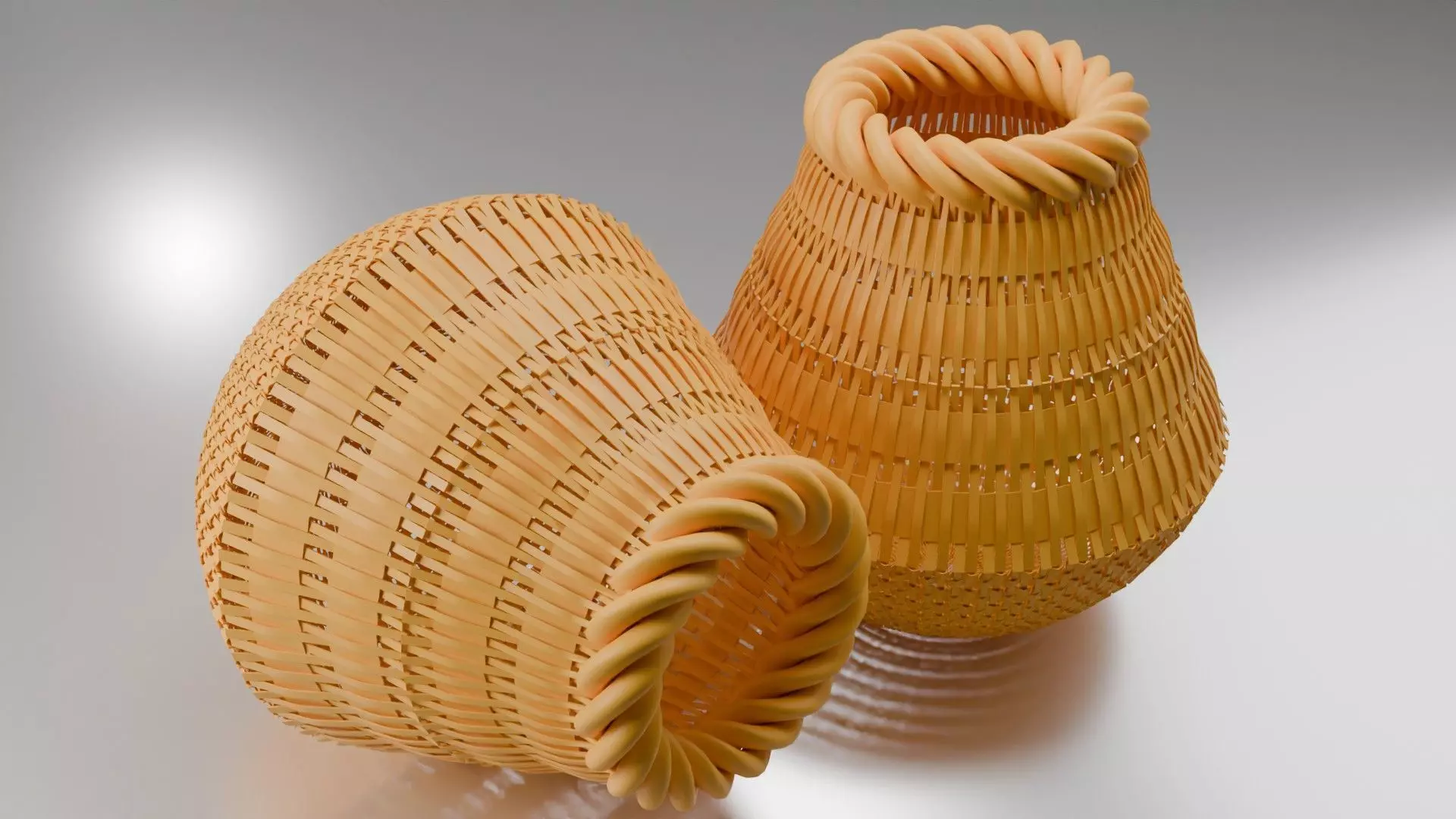 Wiker basket 3d model Low-poly 3D model_3