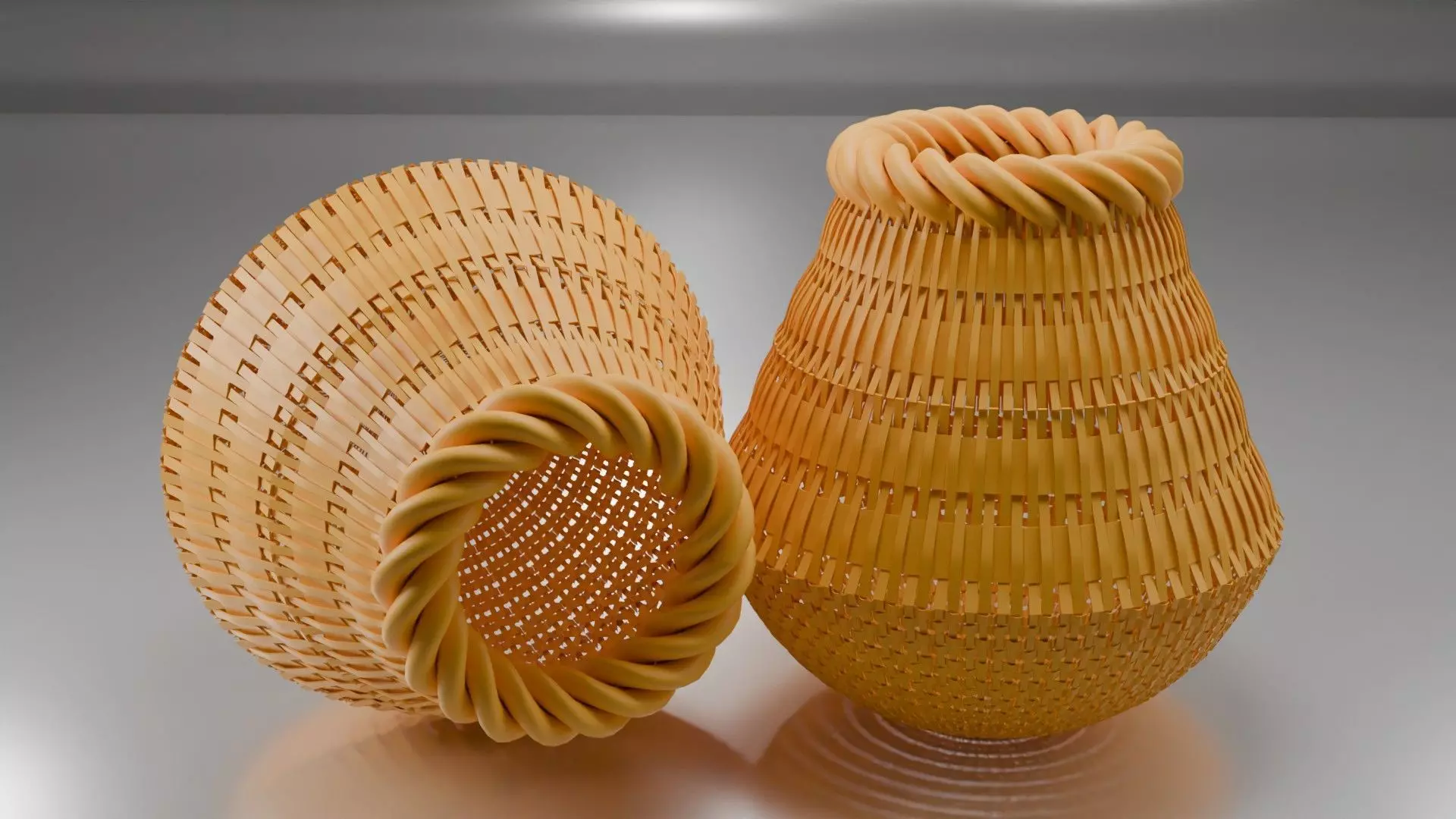 Wiker basket 3d model Low-poly 3D model_0