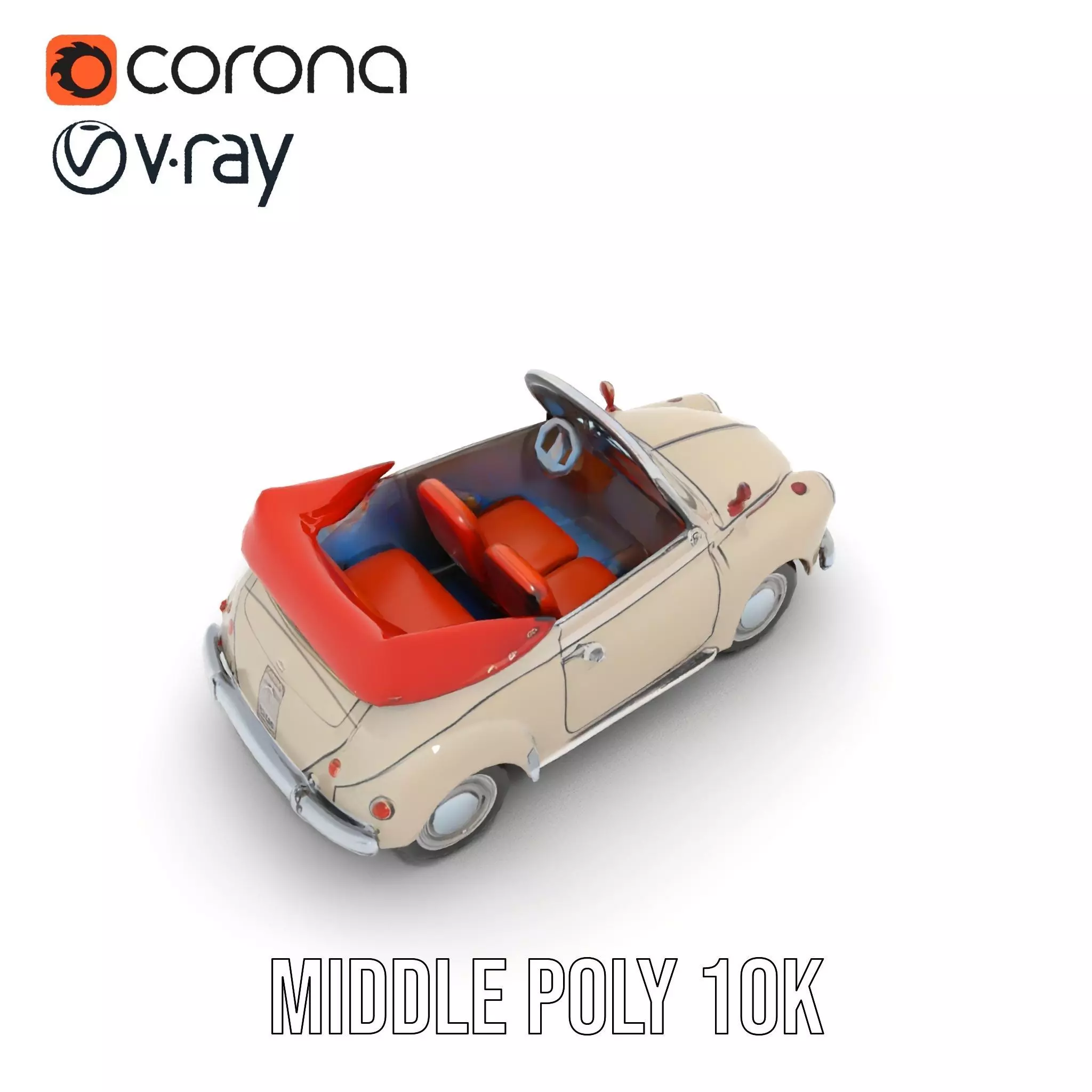 Retro Convertible Car model pack Low-poly 3D model_14