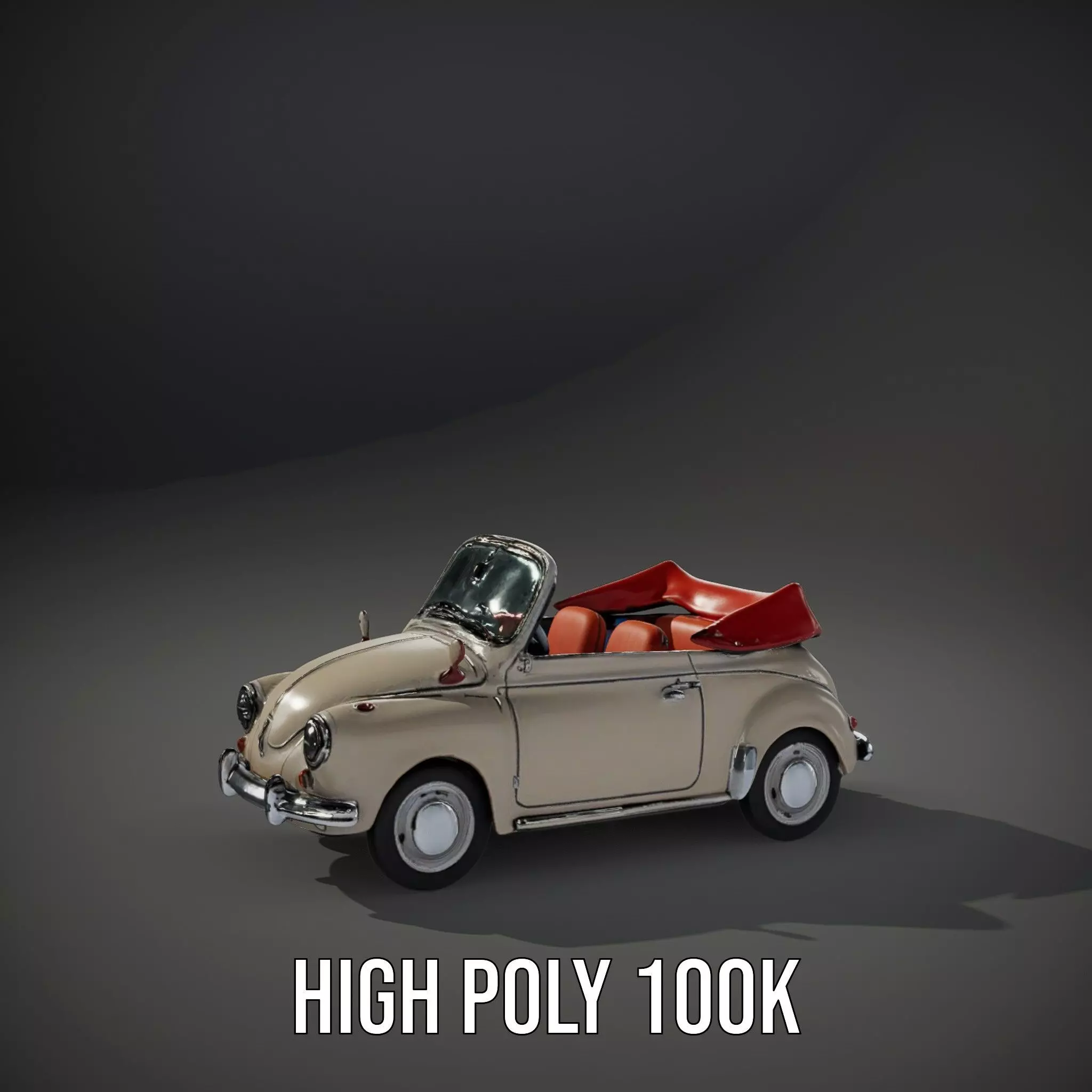 Retro Convertible Car model pack Low-poly 3D model_11