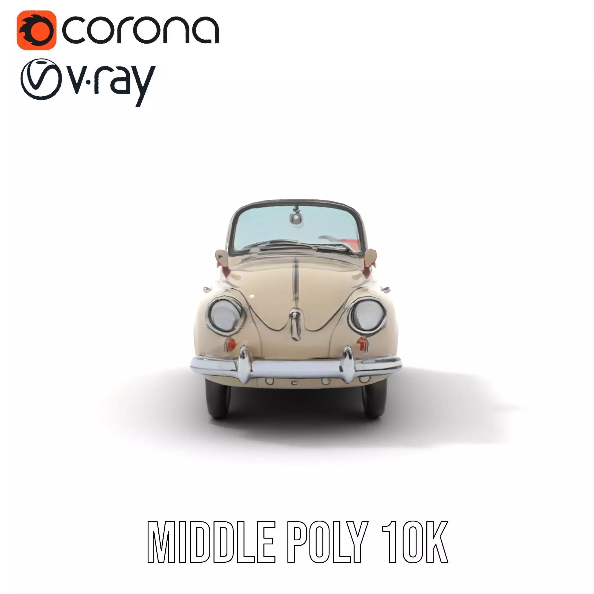 Retro Convertible Car model pack Low-poly 3D model_7