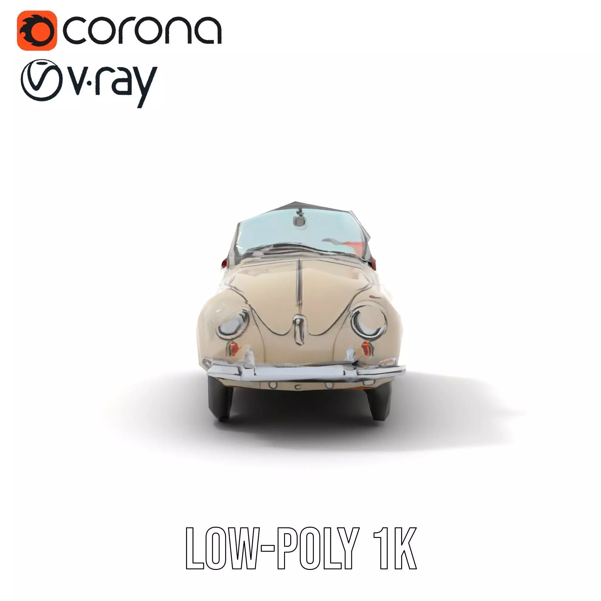 Retro Convertible Car model pack Low-poly 3D model_13