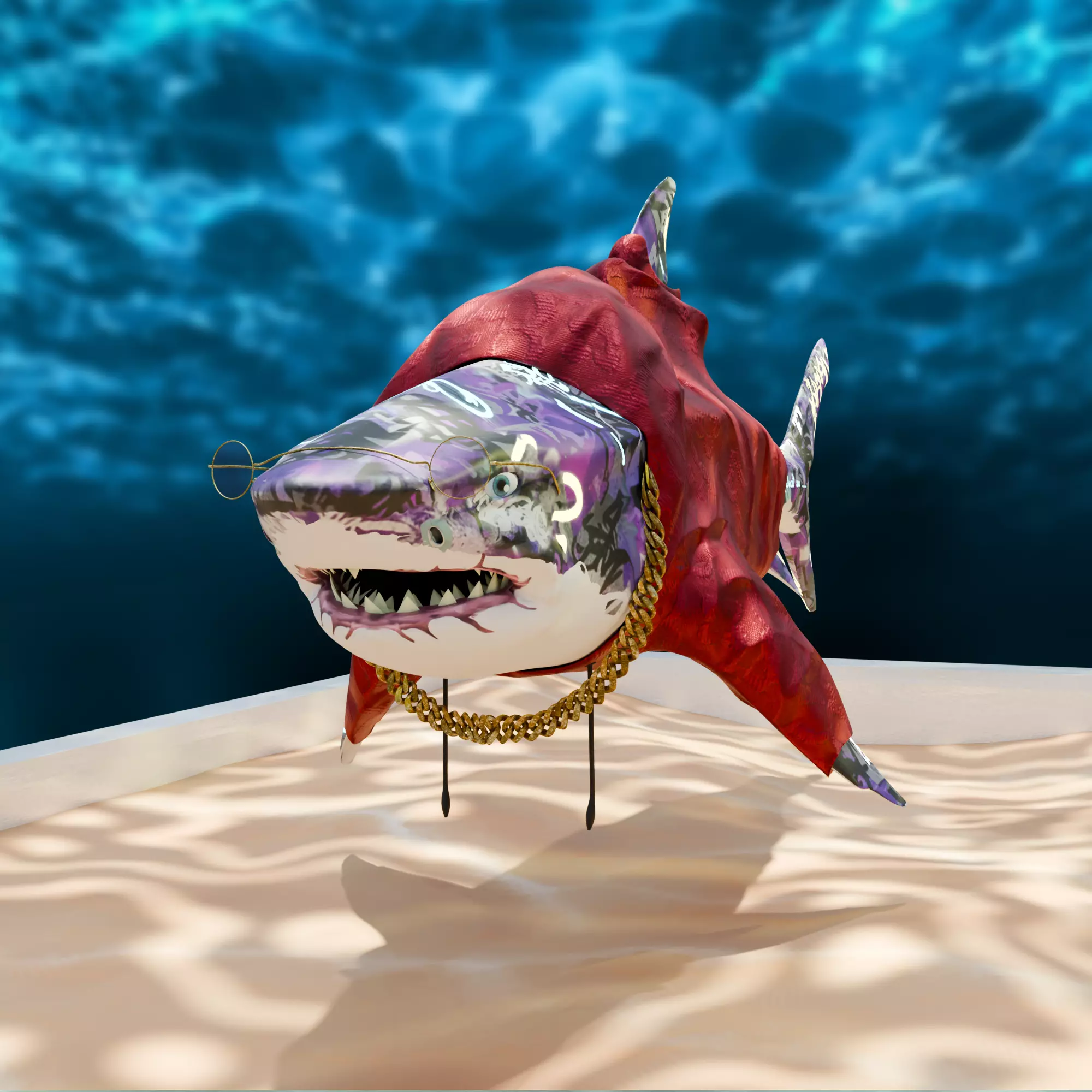 Gangster Shark Low-poly 3D model_3