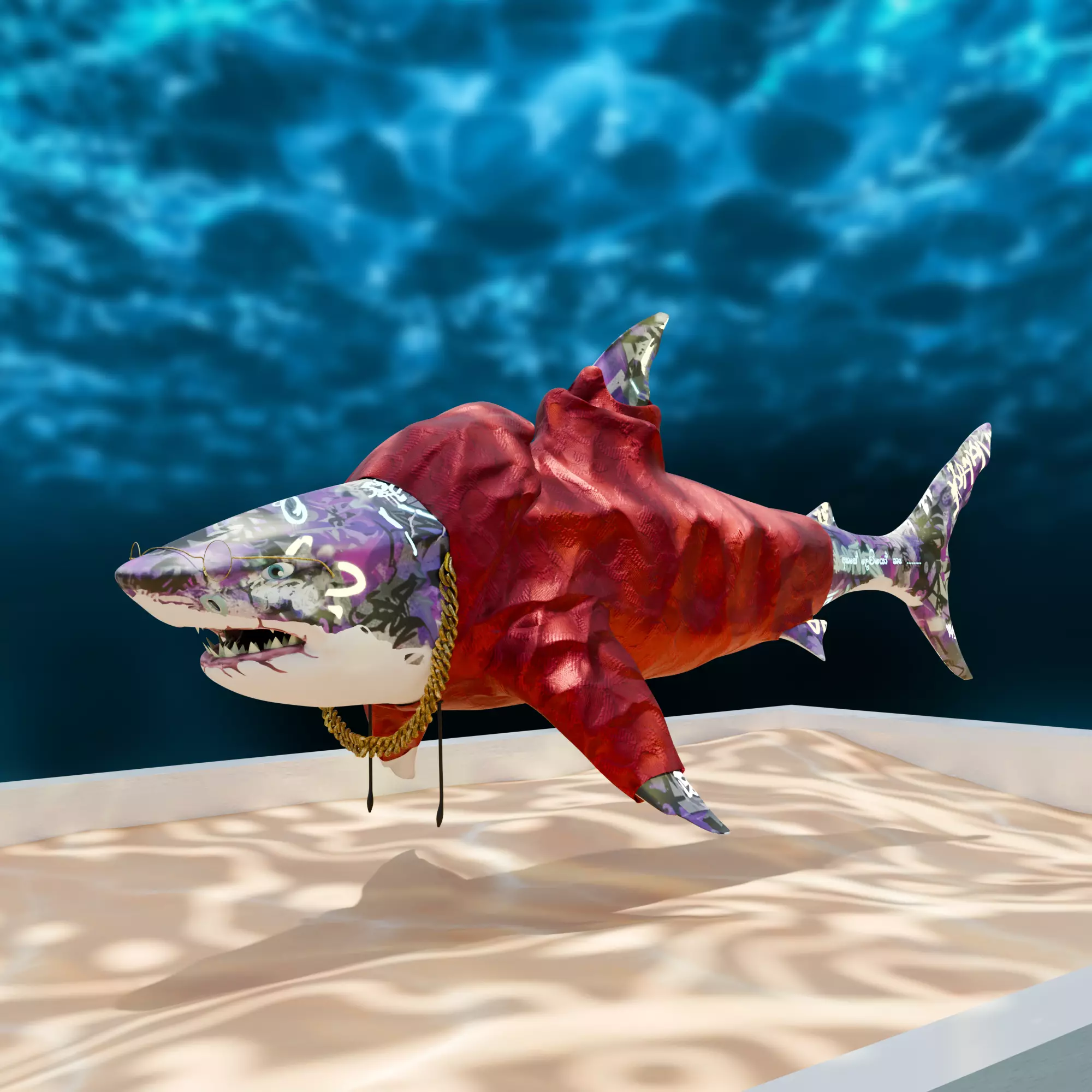 Gangster Shark Low-poly 3D model_0