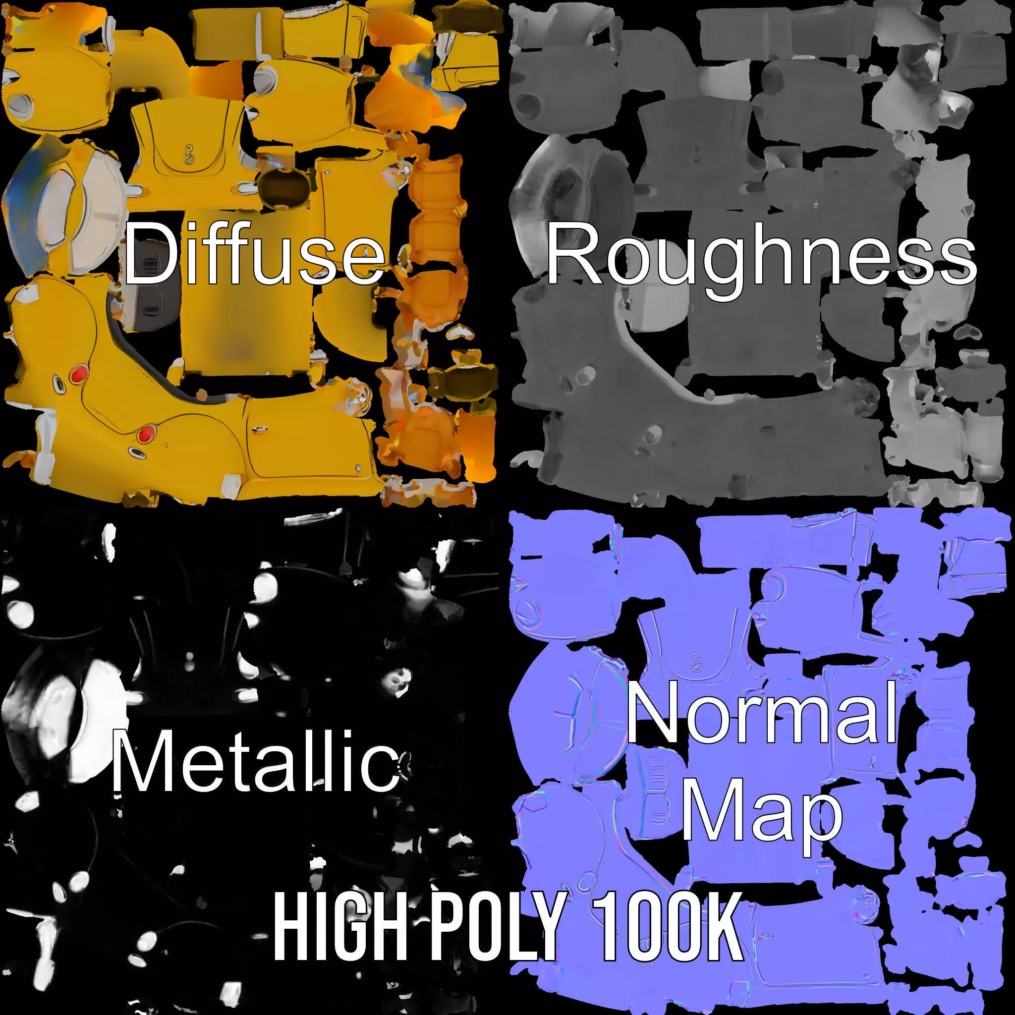 Sunny Retro Convertible model pack Low-poly 3D model_3