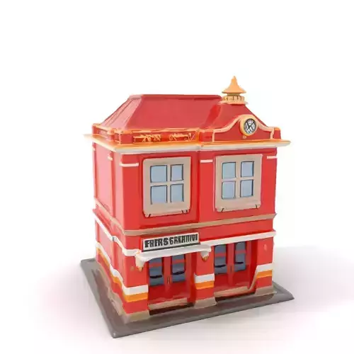 Classic Brick Fire Station model pack Low-poly 3D model
