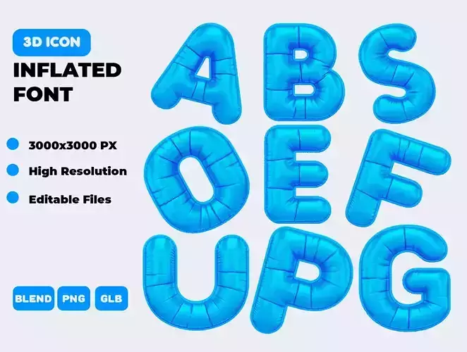 Inflated Font 3D Icon Pack
