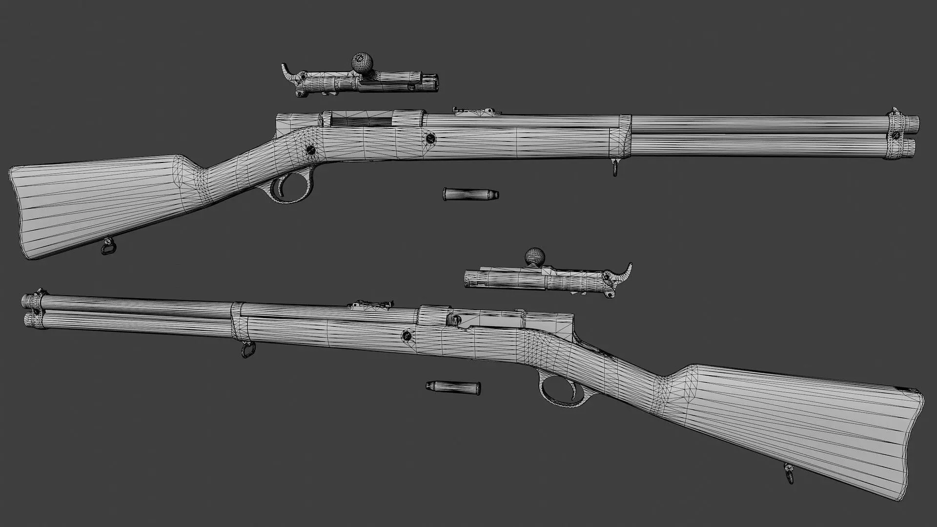 Remington Keene 1878 Carbine Low-poly 3D model_9